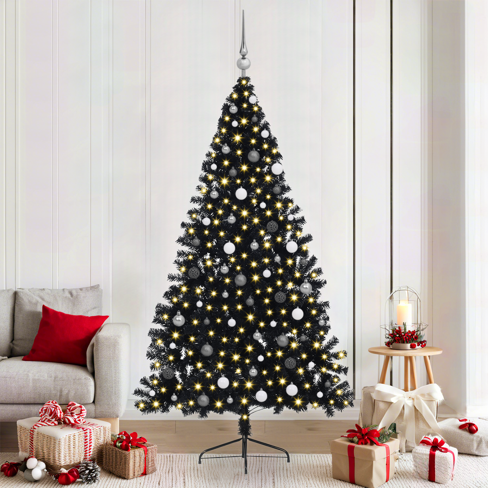 Sapin de Noël artificiel Noir 210 cm PVC