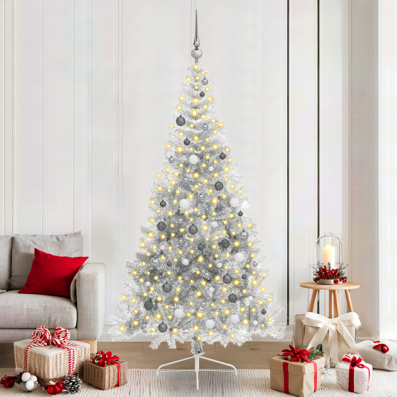 Arbre de Noël artificiel demi Argenté 210 cm PET