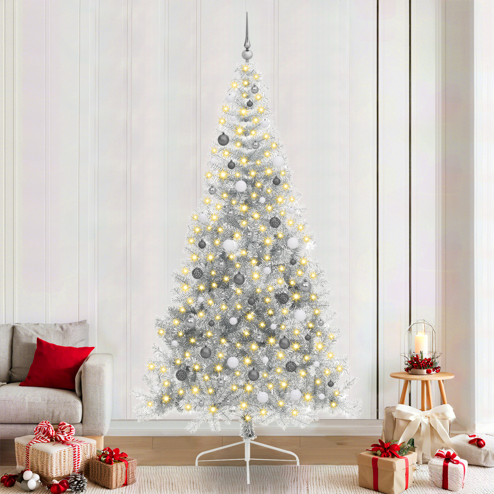 Sapin de Noël artificiel Argent 240 cm PET