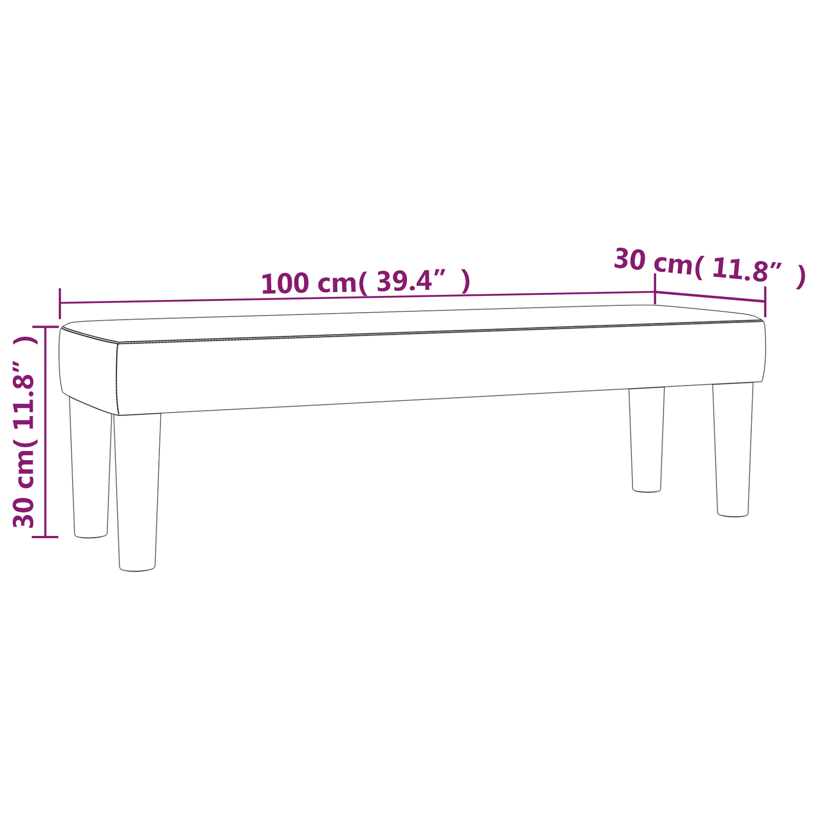 Suoliukas, kreminės spalvos, 100x30x30cm, audinys - Image 6