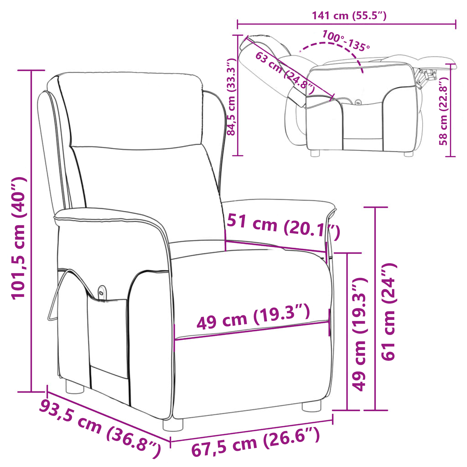 Masažo kėdė Taupe audinys - Image 8