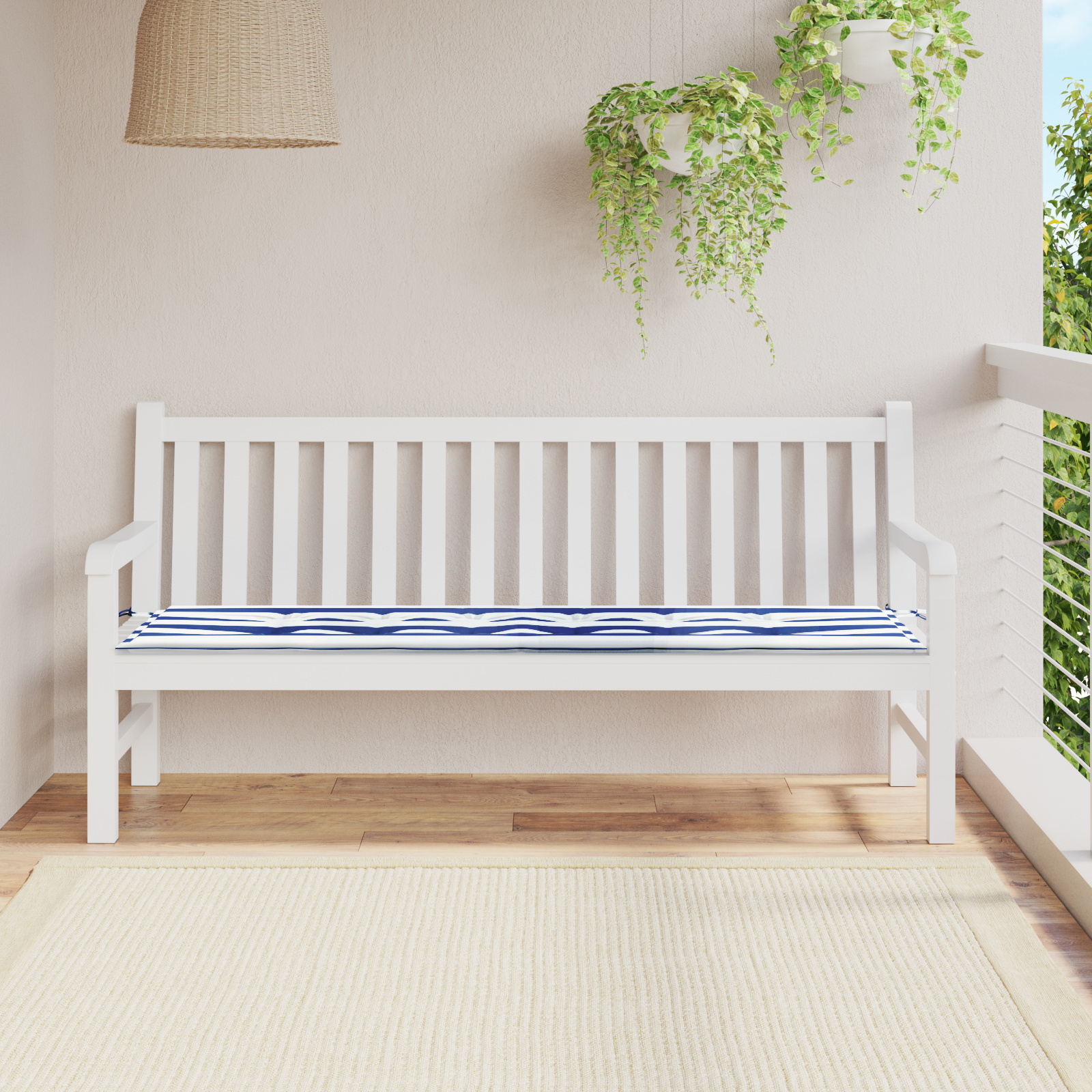 Thumbnail - vidaXL Gartenbank-Auflage Blau Weiß Gestreift 180x50x4cm Oxford-Gewebe