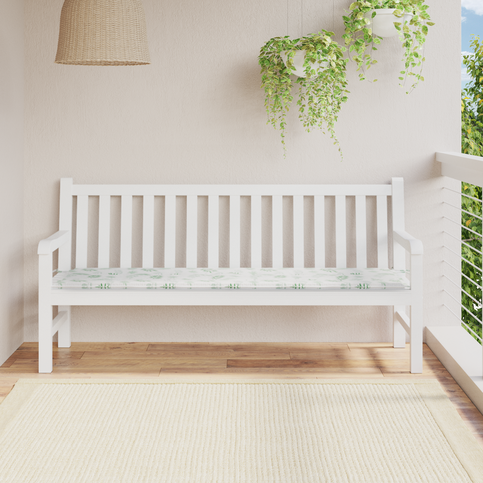 Tuinkussen met Bladerenpatroon – 180x50x4 cm, gemaakt van Oxford-stof