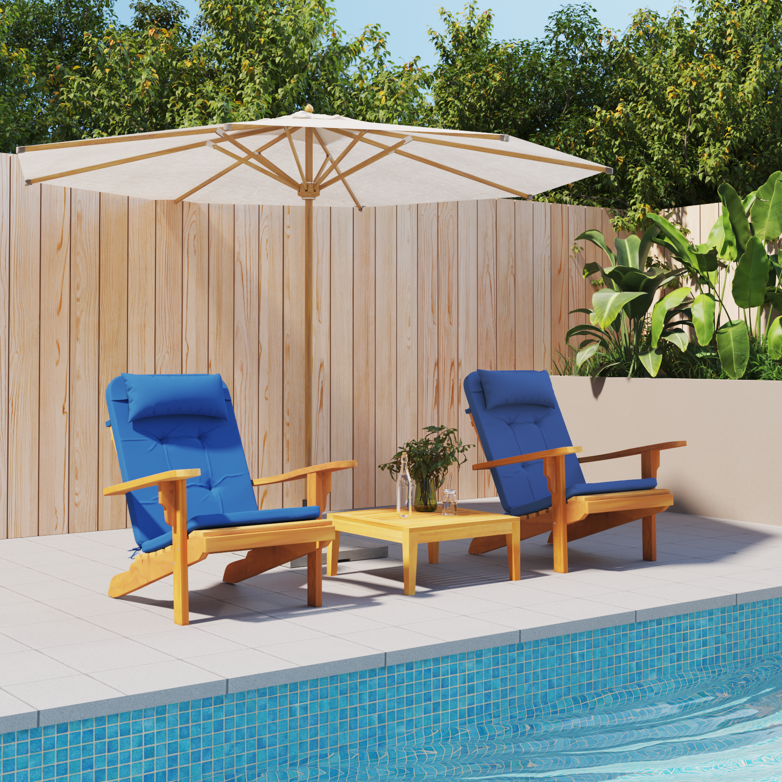 Blaues Kissenset Blau Baumwolle, Holz Standard Kissenset - Your Garden Eden