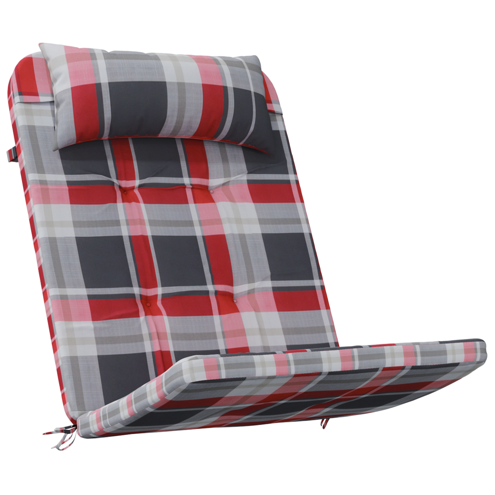 Red Chair Cushions Red check pattern Cotton blend Standard - Image 5