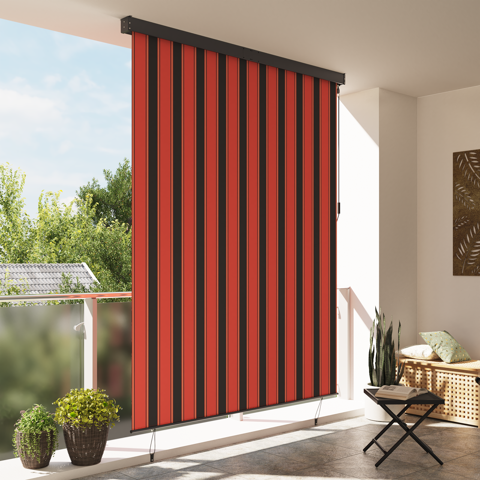 Rolgordijn Oranje en Bruin 200 x 250 cm Stof en Aluminium