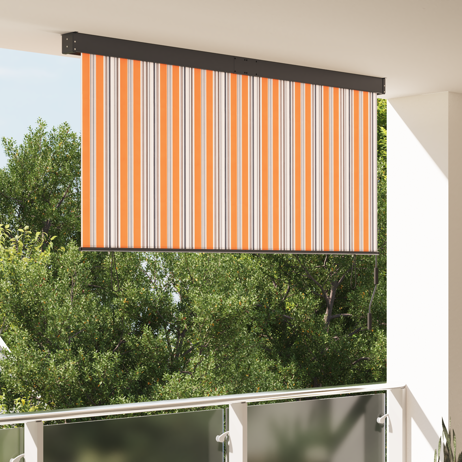 Buiten Rolgordijn Gestreept Verstelbaar Geel en blauw 220 x 250 cm Stof