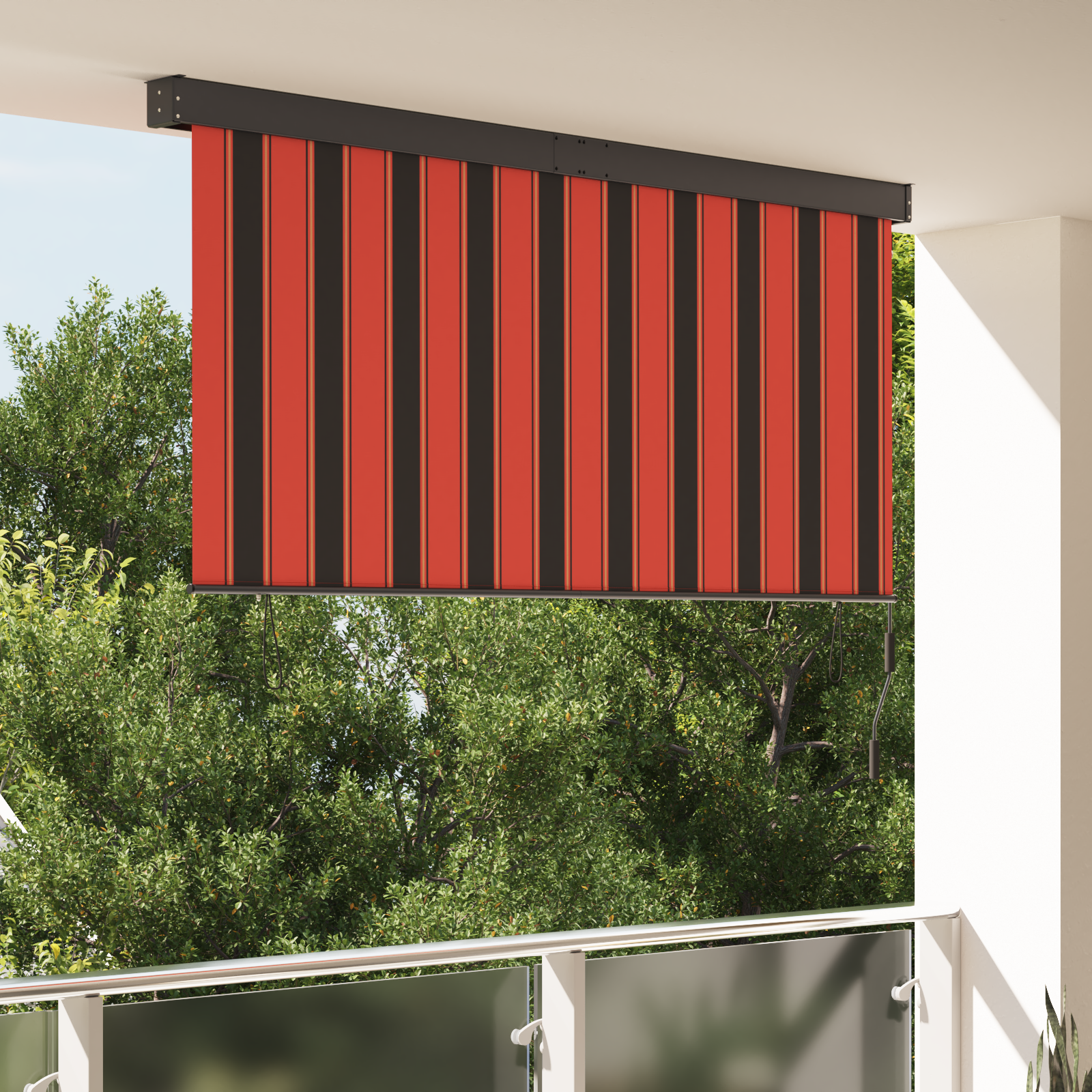 Buiten Rolgordijn Gestreept Verstelbaar Oranje en bruin 220 x 250 cm Stof
