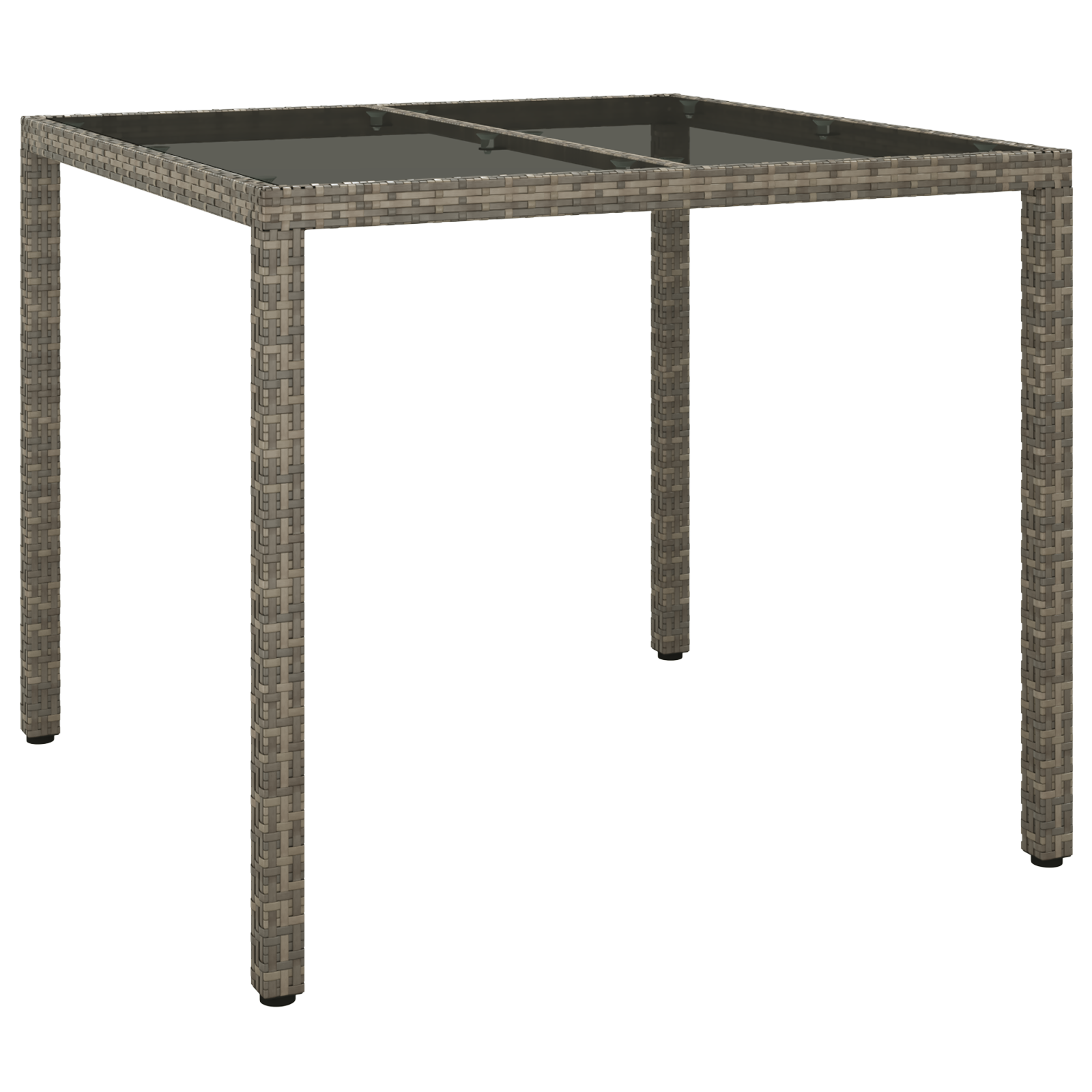 Garden Dining Table Grey 90x90x75 cm Poly Rattan - Image 2