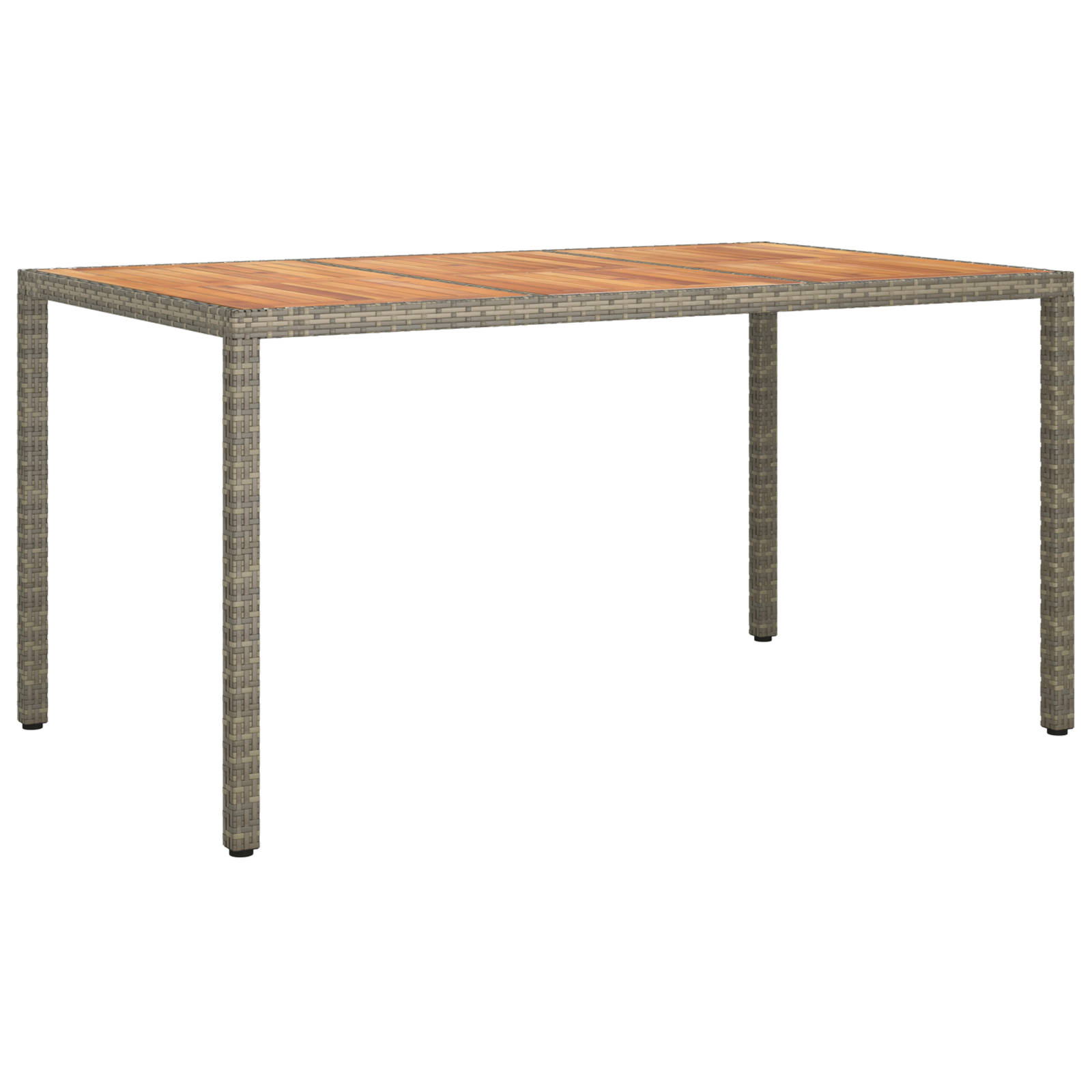 Garden Dining Table Grey 150x90x75 cm Poly Rattan - Image 2