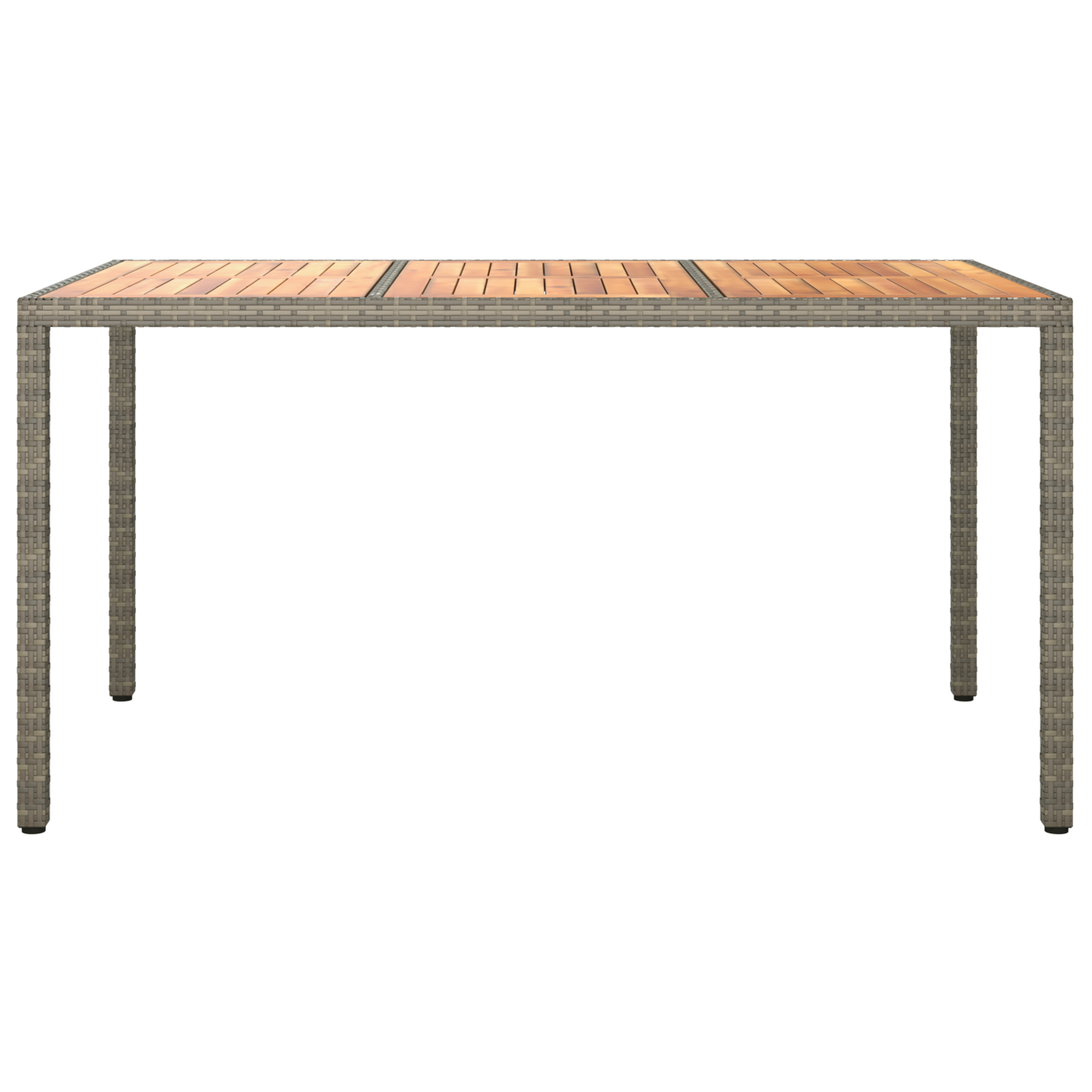Garden Dining Table Grey 150x90x75 cm Poly Rattan - Image 3