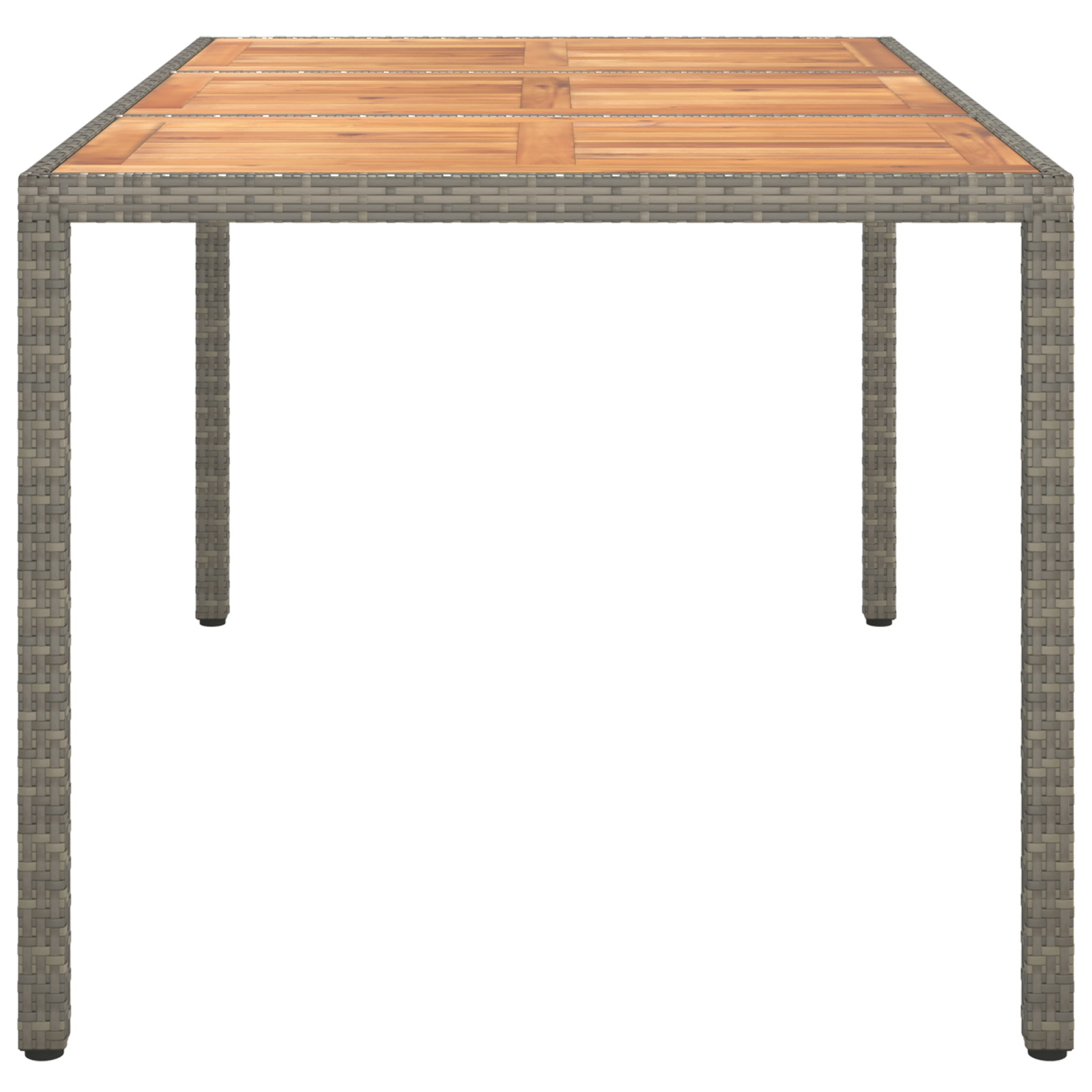 Garden Dining Table Grey 150x90x75 cm Poly Rattan - Image 4