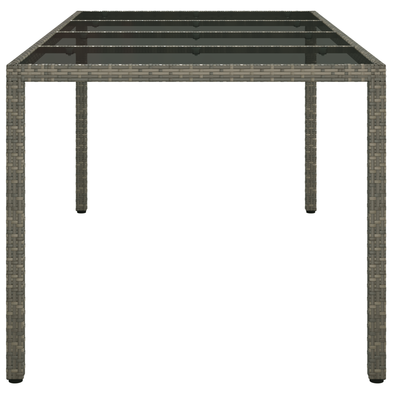 Garden Dining Table Grey 190x90x75 cm Poly Rattan - Image 4