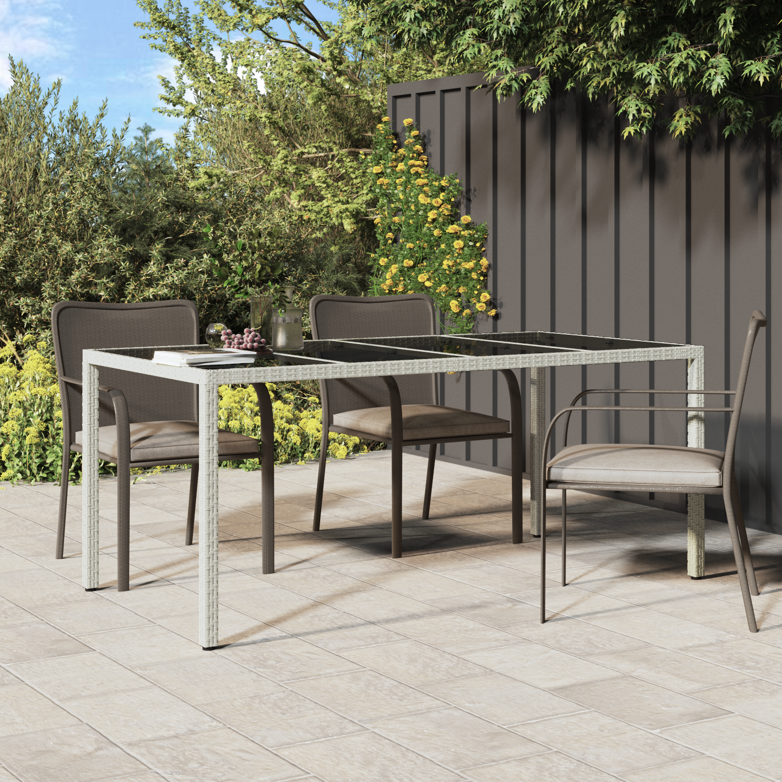 Garden Dining Table White 190x90x75 cm Poly Rattan