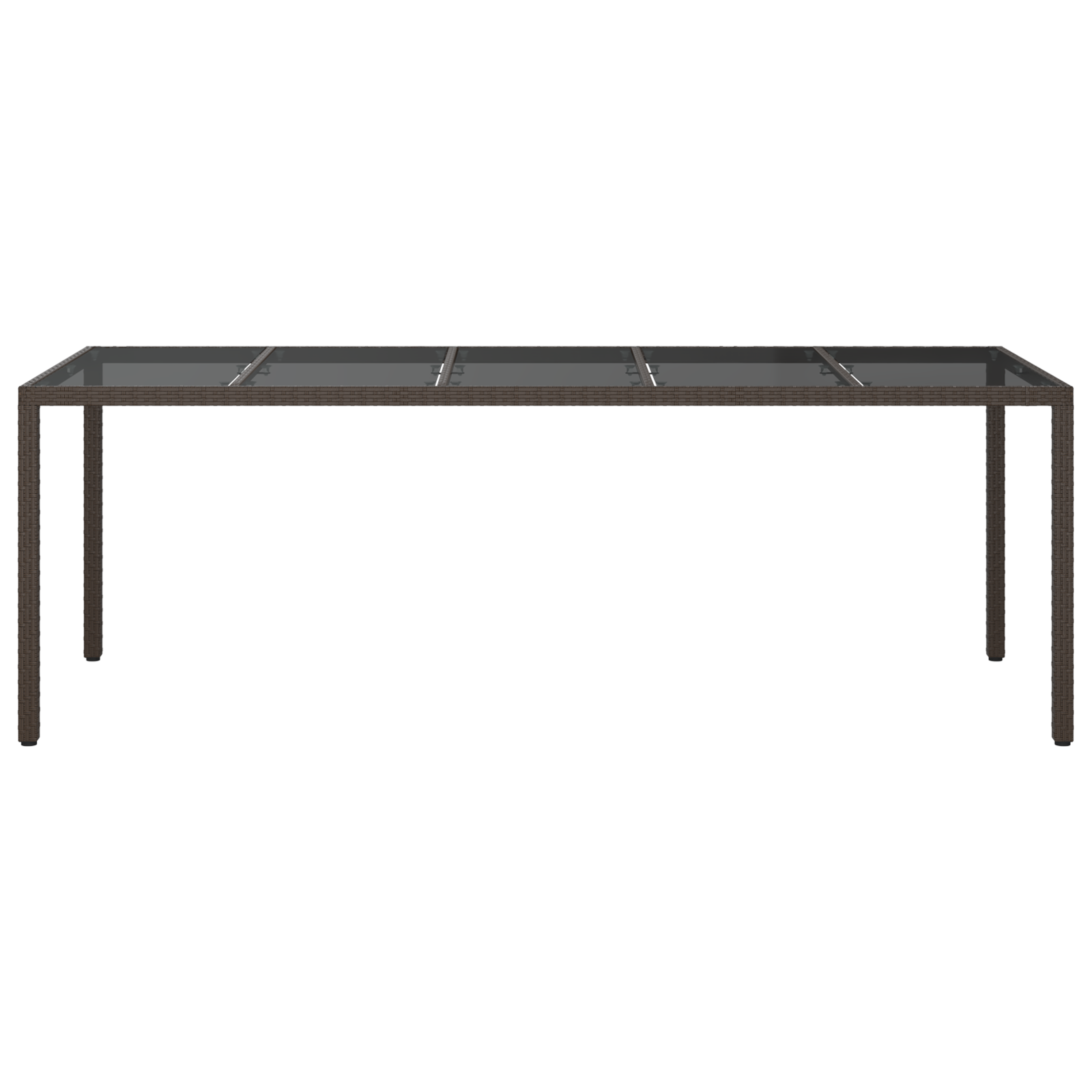 Garden Dining Table Brown 250x100x75 cm Poly Rattan - Image 3