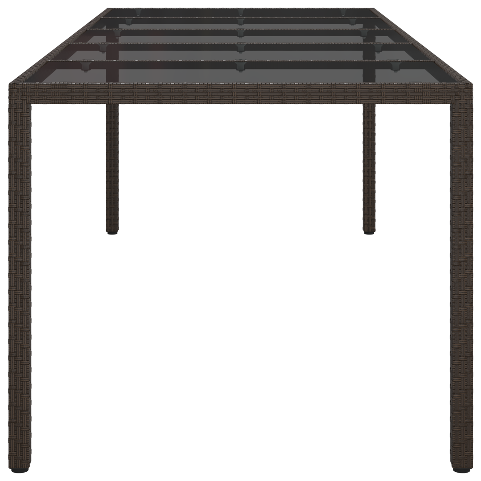 Garden Dining Table Brown 250x100x75 cm Poly Rattan - Image 4