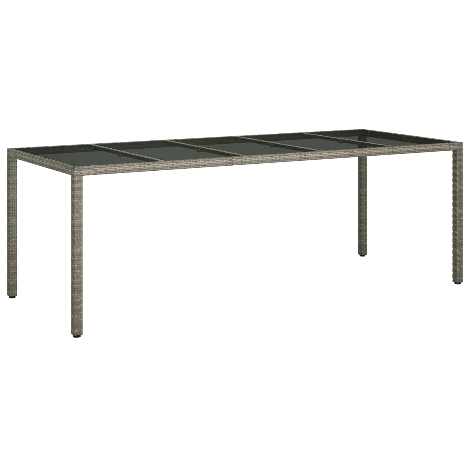 Garden Dining Table Grey 250x100x75 cm Poly Rattan - Image 2
