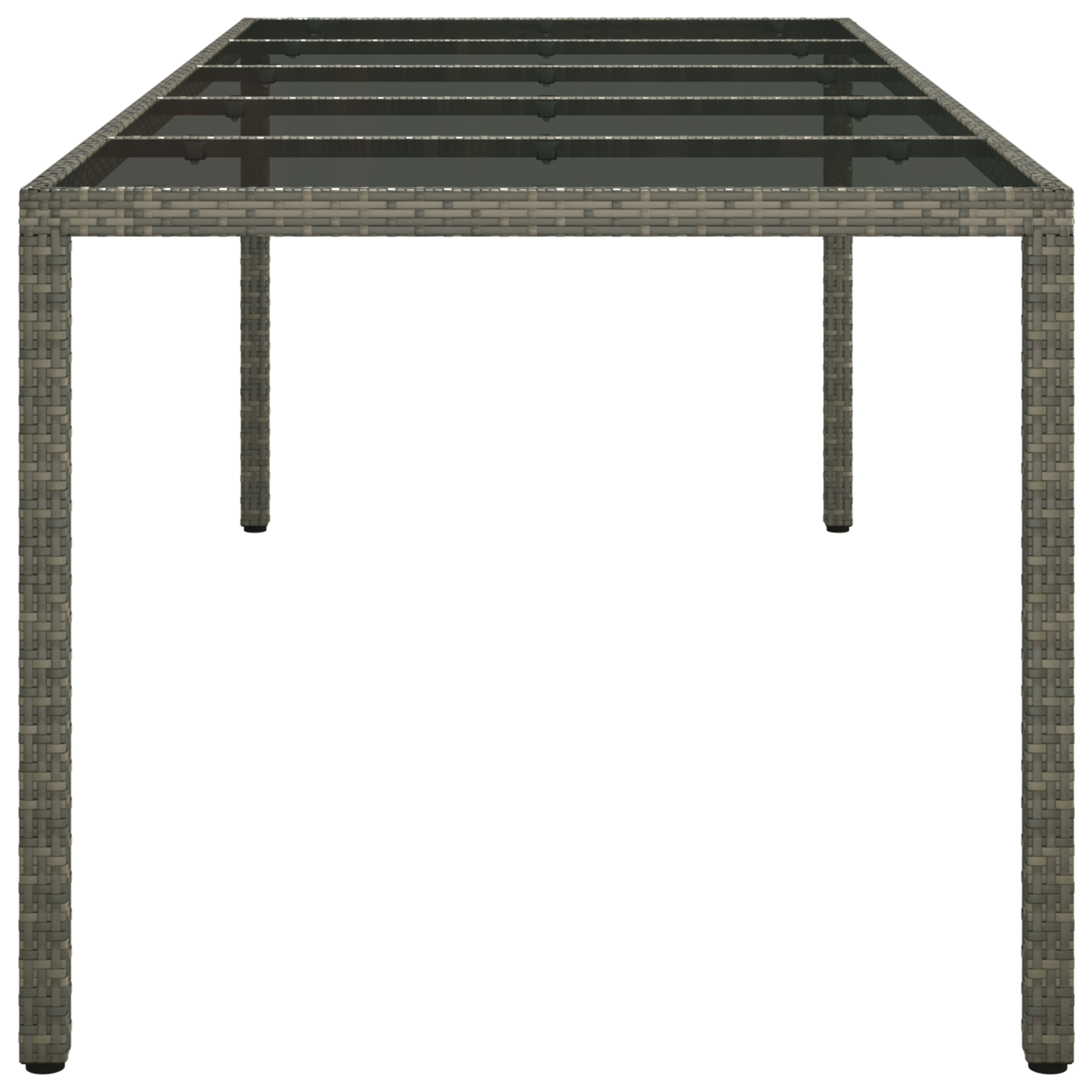 Garden Dining Table Grey 250x100x75 cm Poly Rattan - Image 4