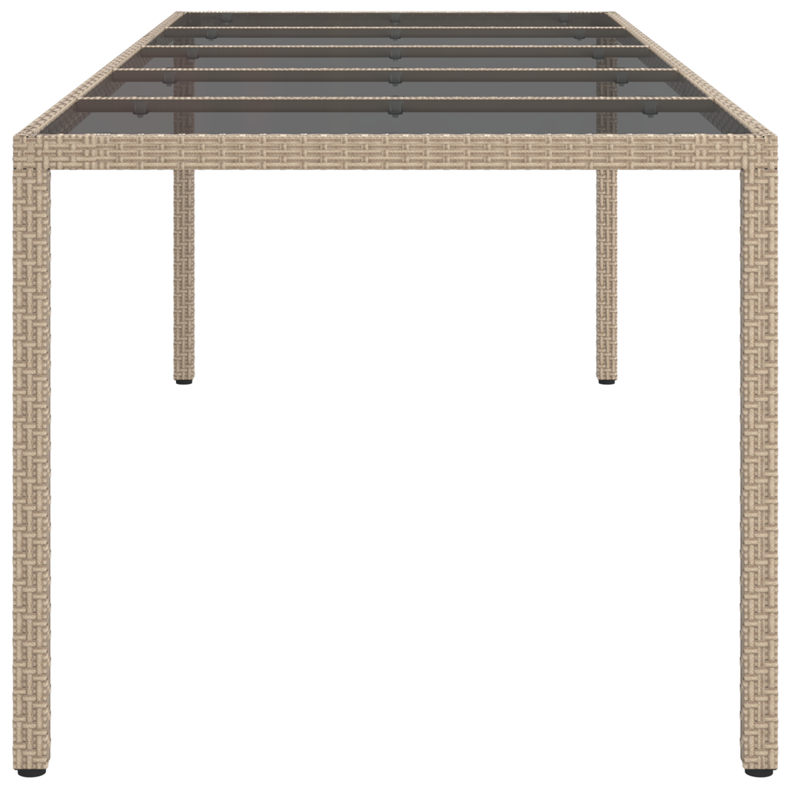 Garden Dining Table Beige 250x100x75 cm Poly Rattan - Image 4