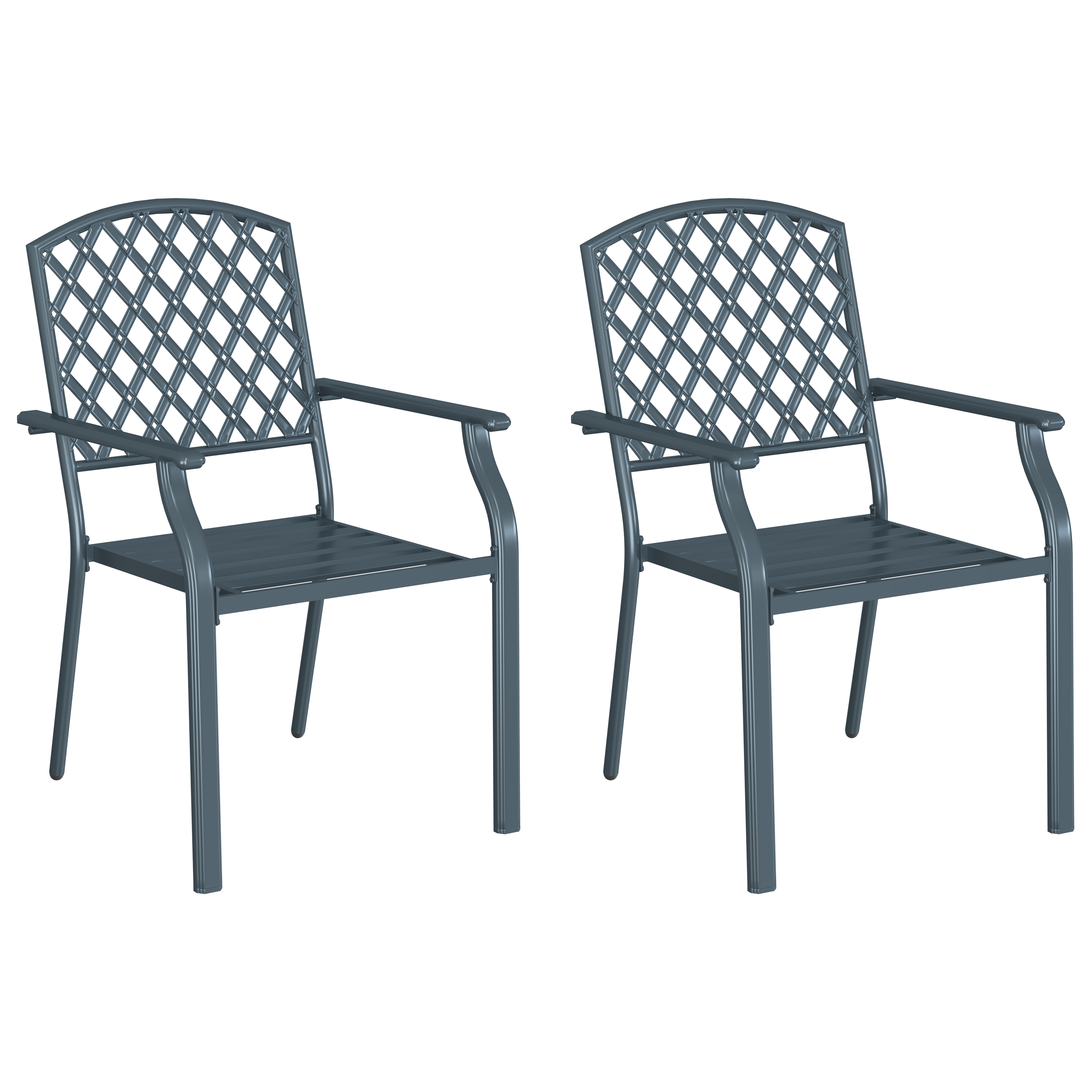 Garden Chairs 2 pcs Stackable Anthracite Steel - Image 2