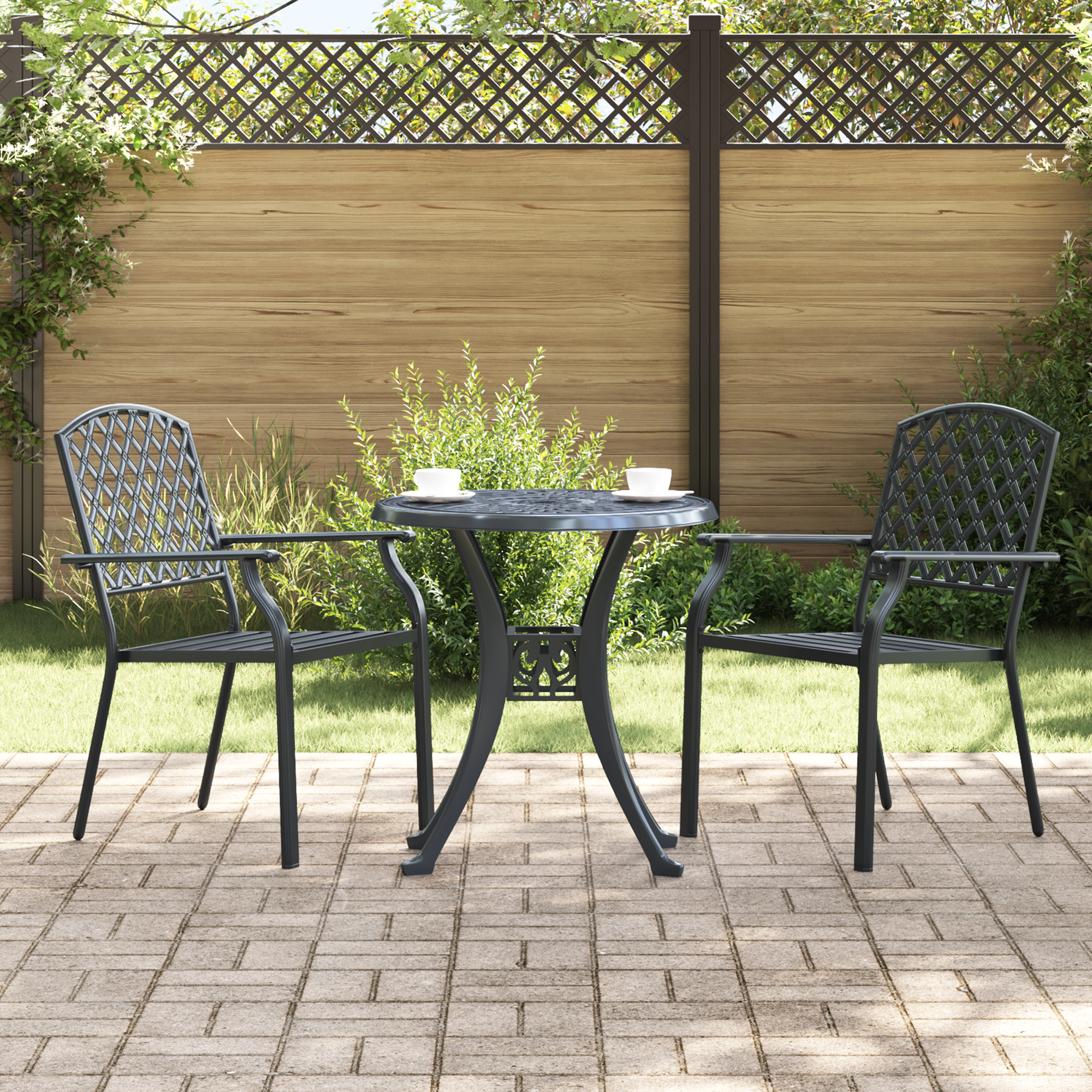 Garden Chairs 2 pcs Stackable Anthracite Steel