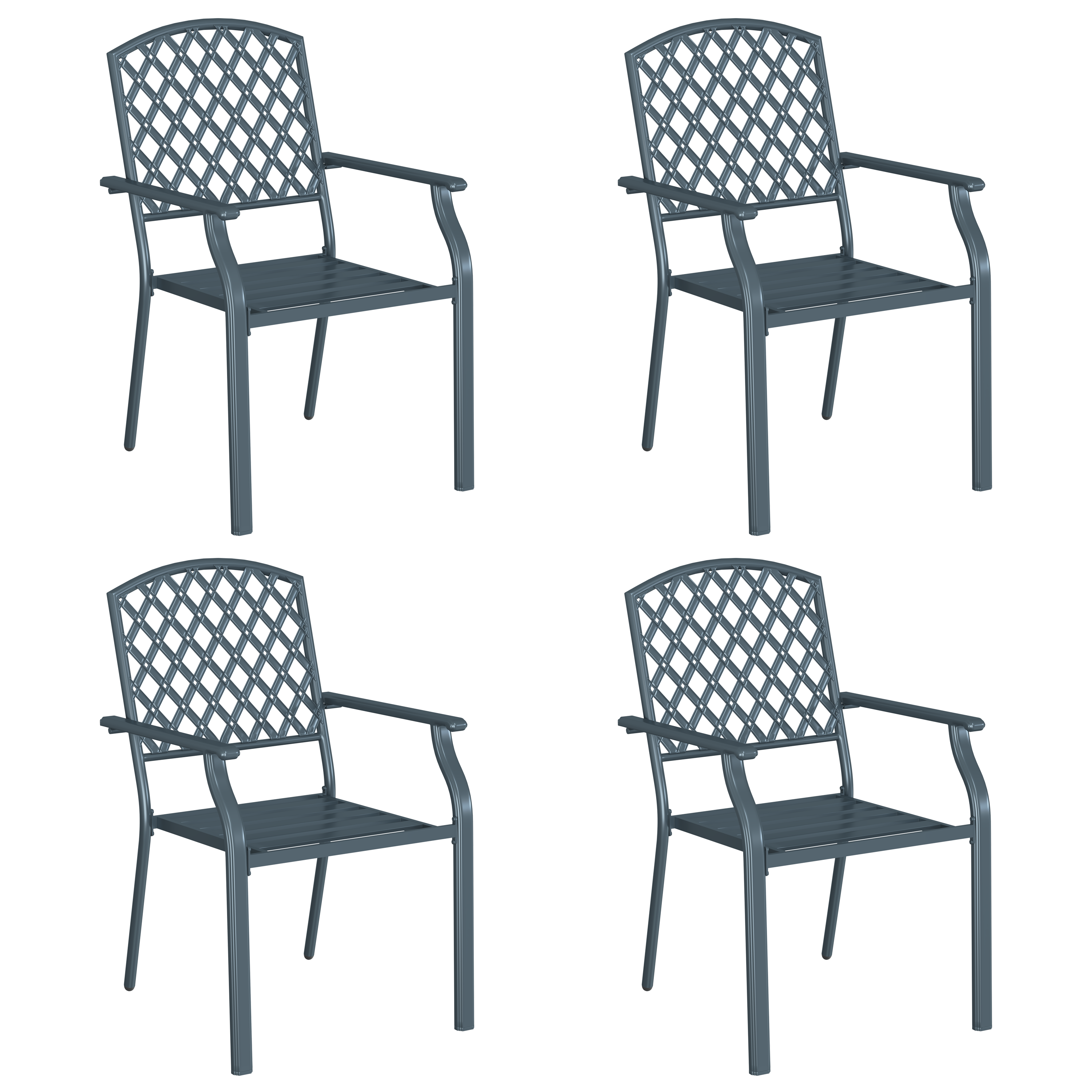 Garden Chairs 4 pcs Stackable Anthracite Steel - Image 2