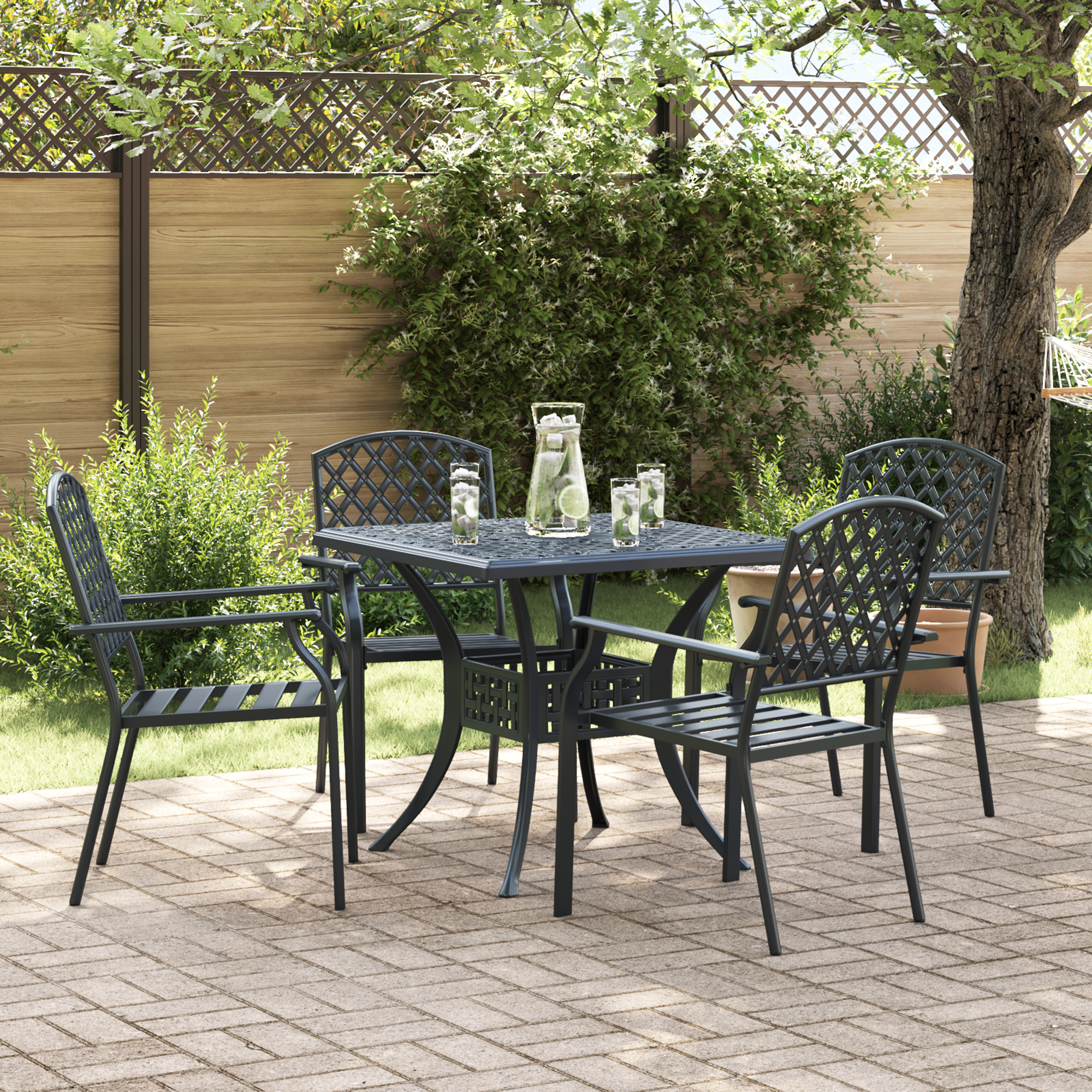 Garden Chairs 4 pcs Stackable Anthracite Steel