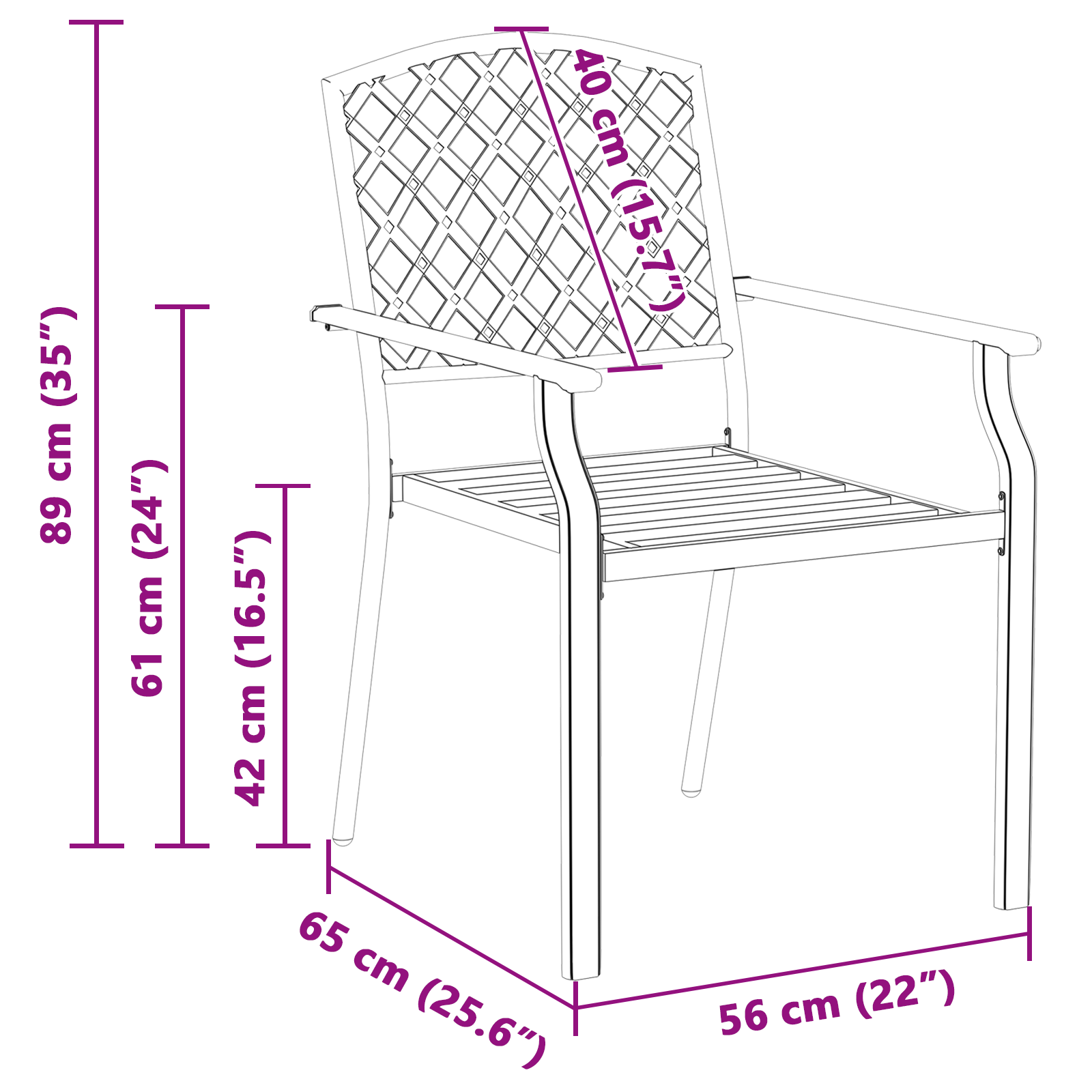 Garden Chairs 4 pcs Stackable Anthracite Steel - Image 9