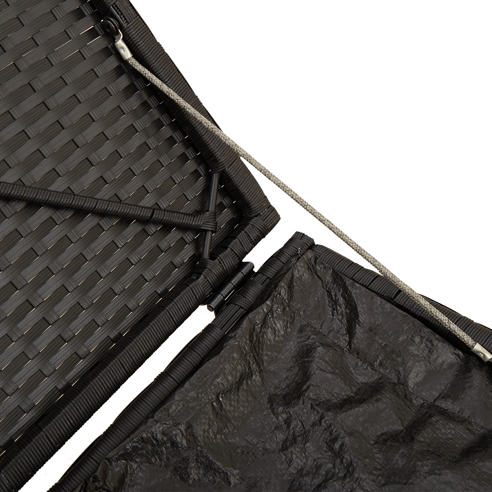 lauko saugojimo dėžė Juoda ir kreminė Ratanas, poliesteris 80 cm - Image 8