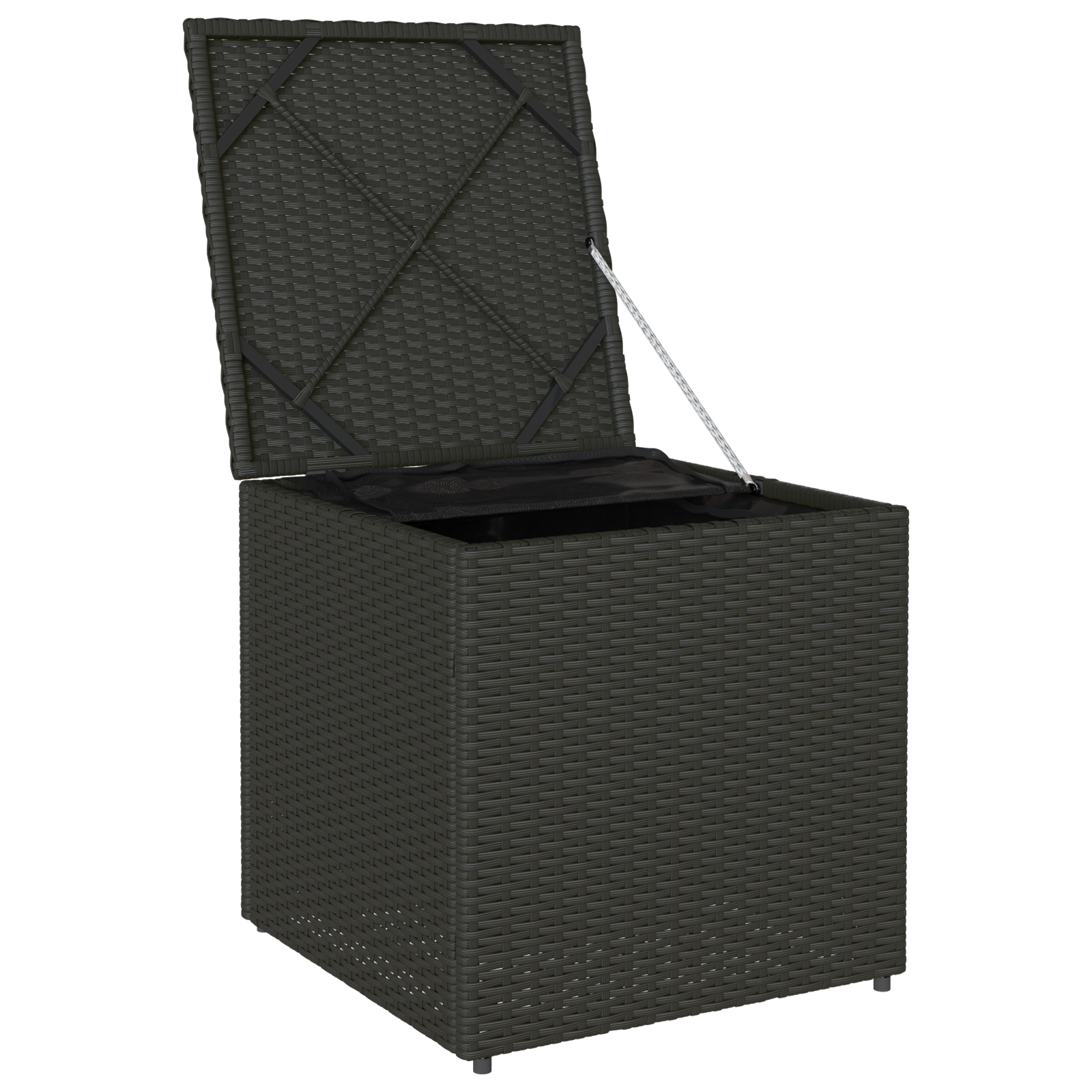 lauko saugojimo dėžė Juoda ir kreminė Ratanas, poliesteris 80 cm - Image 4