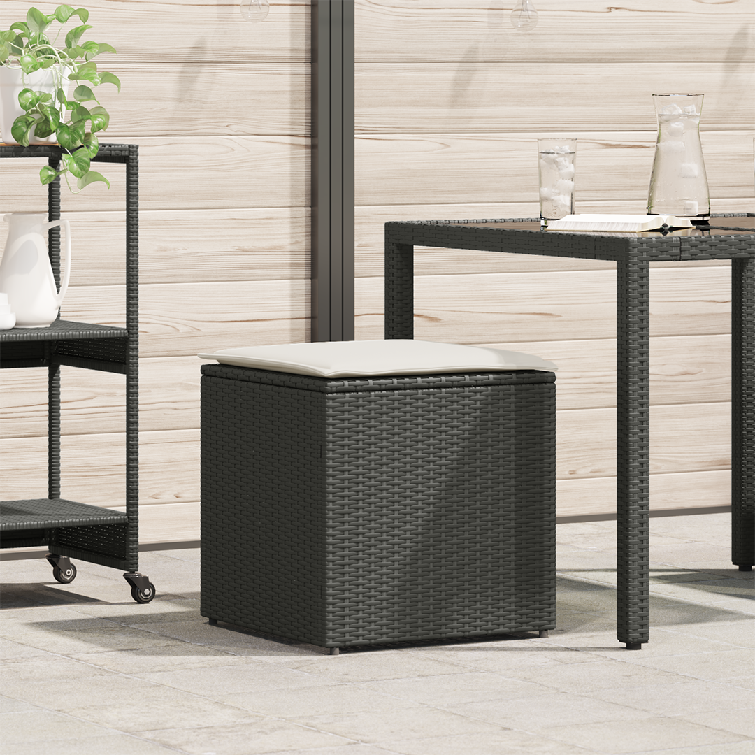 lauko saugojimo dėžė Juoda ir kreminė Ratanas, poliesteris 80 cm