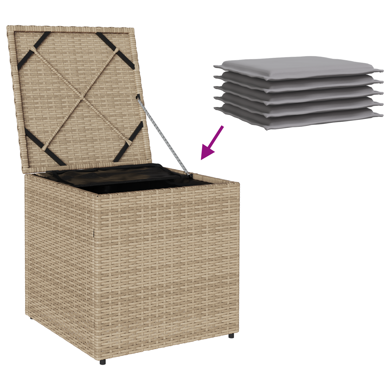 lauko saugojimo dėžė Smėlio spalvos Sintetinis rotangas Vidutinė - Image 11