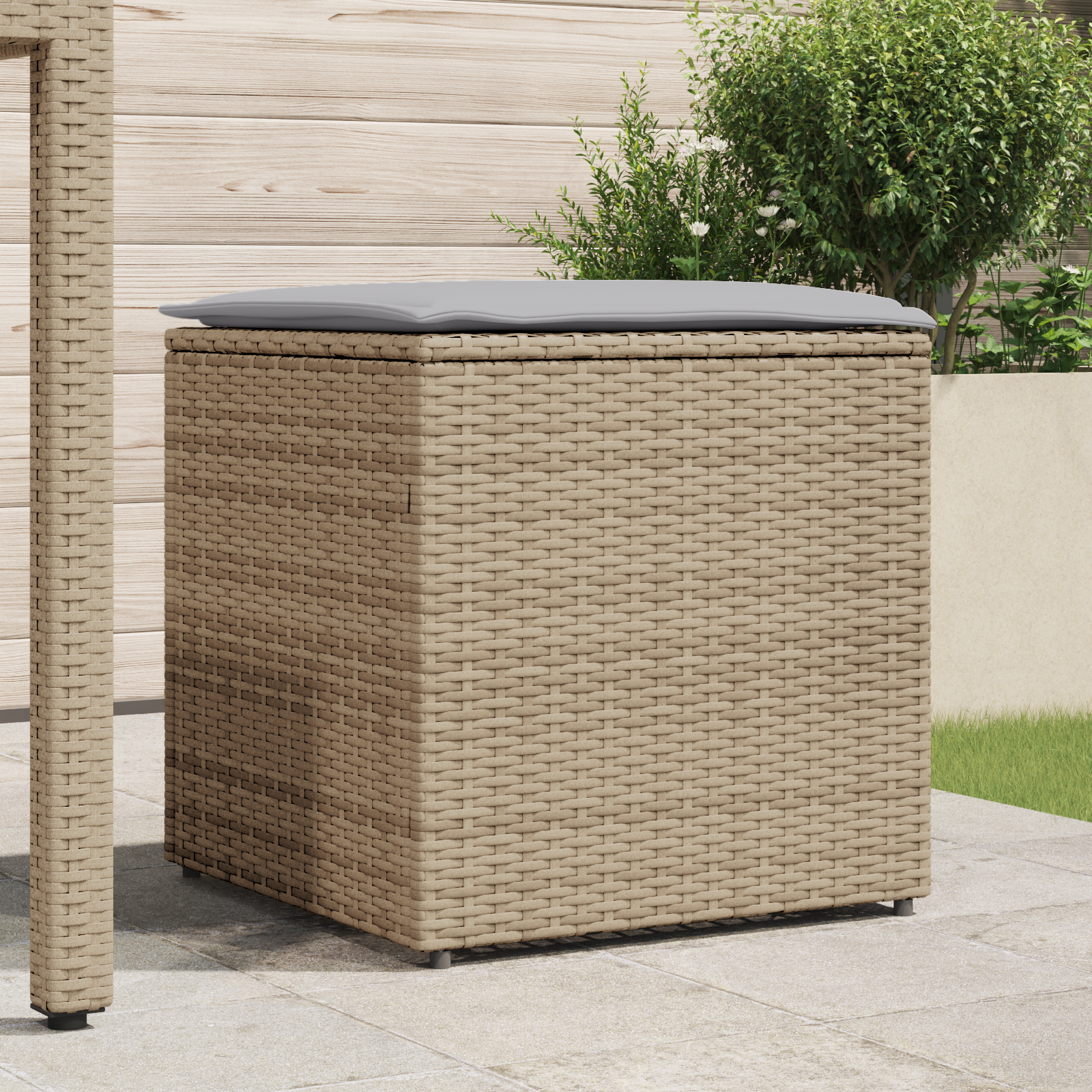 lauko saugojimo dėžė Smėlio spalvos Sintetinis rotangas Vidutinė - Image 3