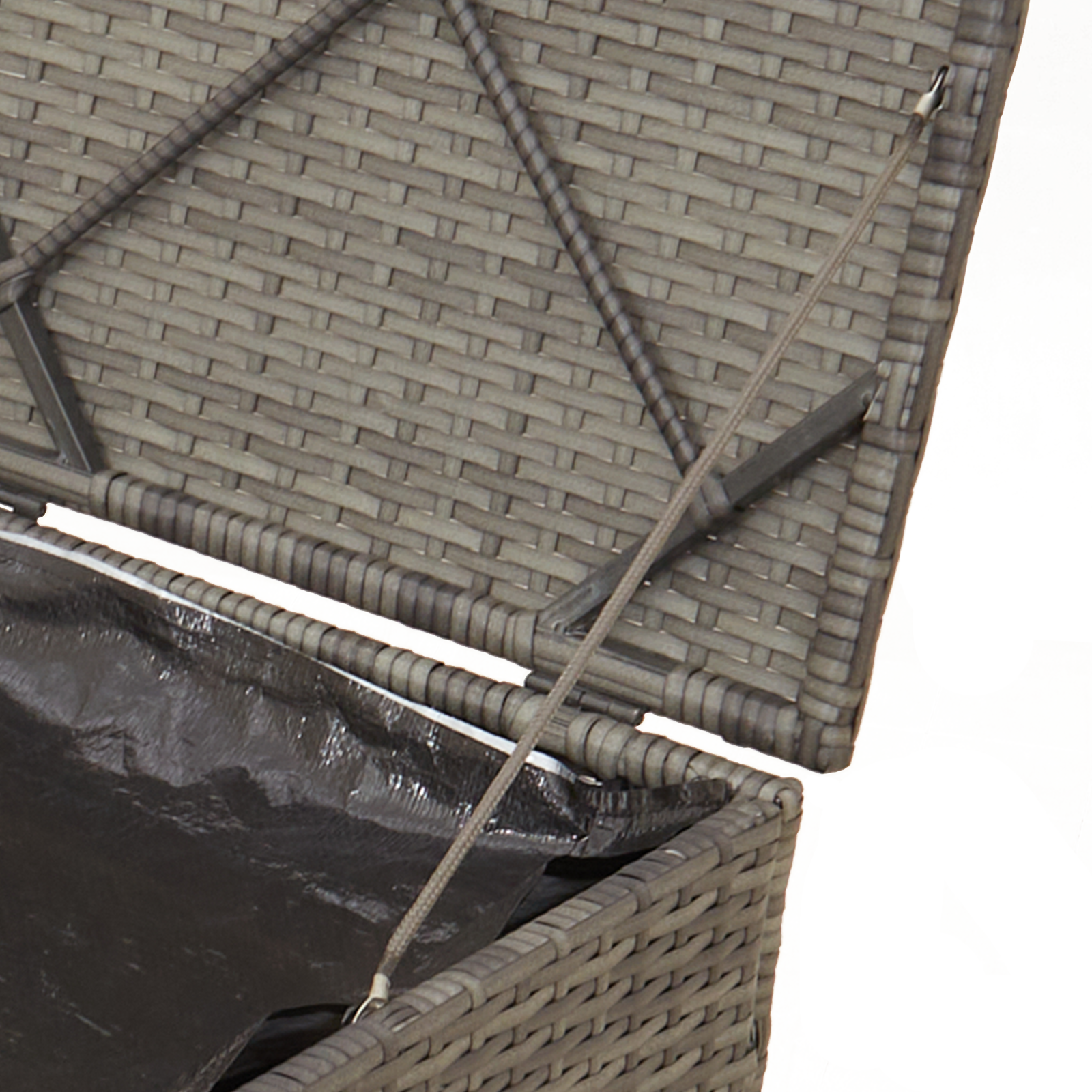 Aufbewahrungsbox Grau und Marineblau Rattan und Polsterstoff Mittel - gartenmoebel-boxen - Your Garden Eden