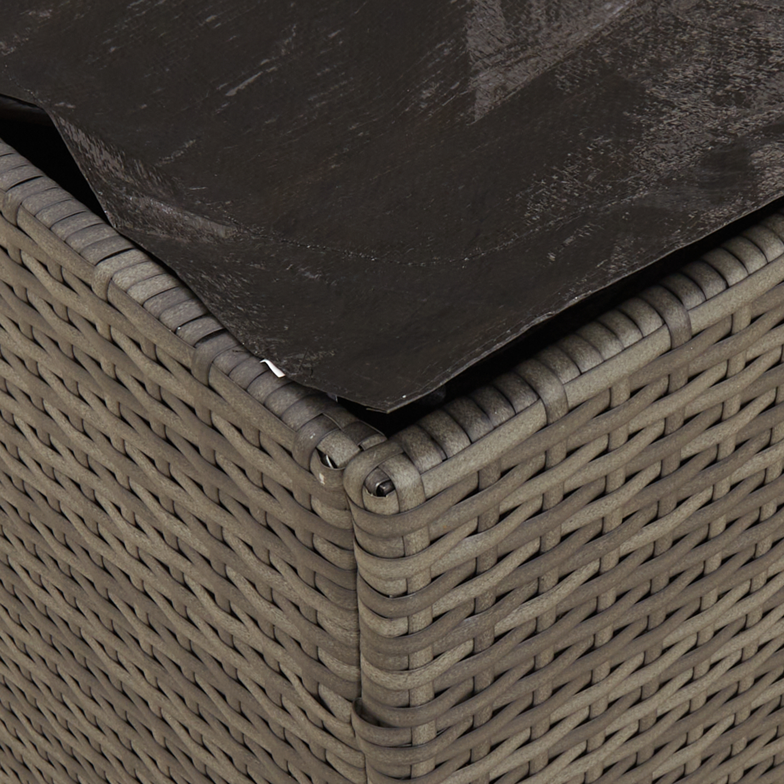 Aufbewahrungsbox Grau und Marineblau Rattan und Polsterstoff Mittel - gartenmoebel-boxen - Your Garden Eden