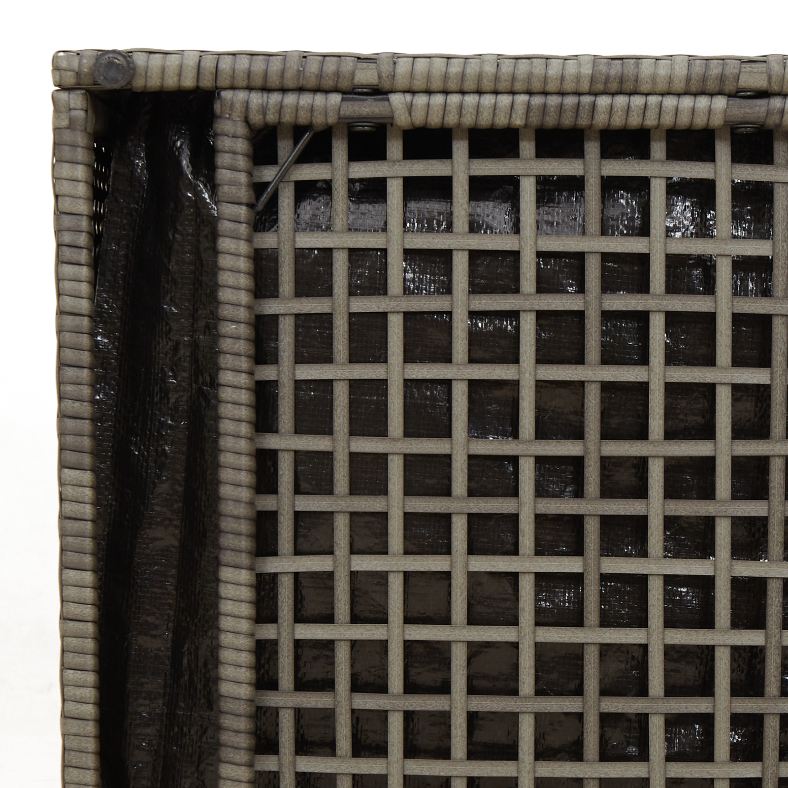 Aufbewahrungsbox Grau und Marineblau Rattan und Polsterstoff Mittel - gartenmoebel-boxen - Your Garden Eden