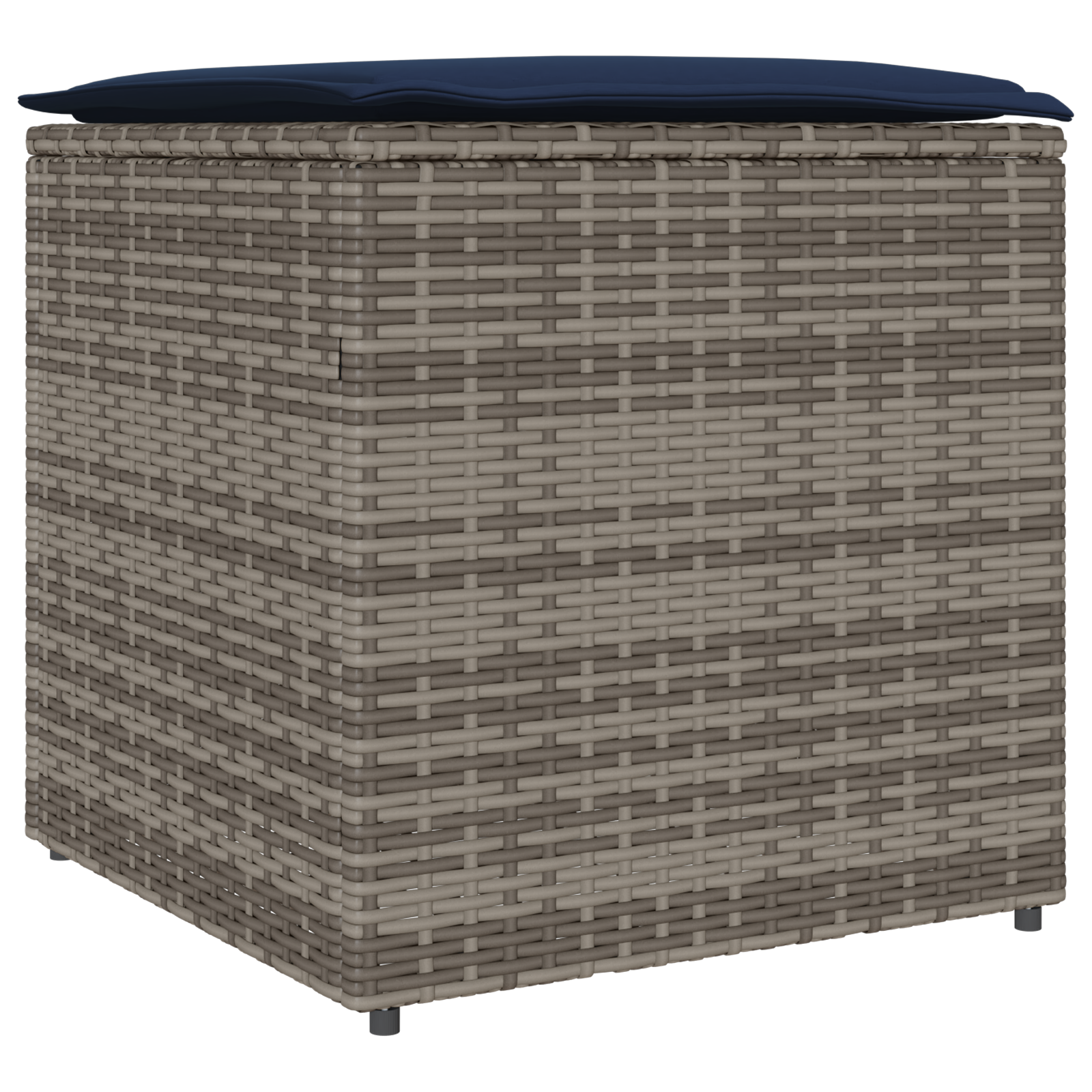 Aufbewahrungsbox Grau und Marineblau Rattan und Polsterstoff Mittel - gartenmoebel-boxen - Your Garden Eden
