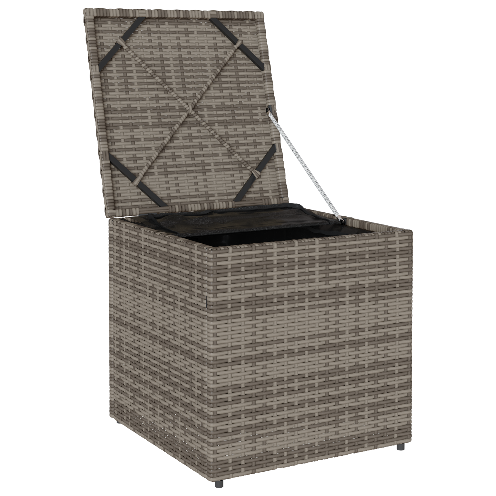 Aufbewahrungsbox Grau und Marineblau Rattan und Polsterstoff Mittel - gartenmoebel-boxen - Your Garden Eden