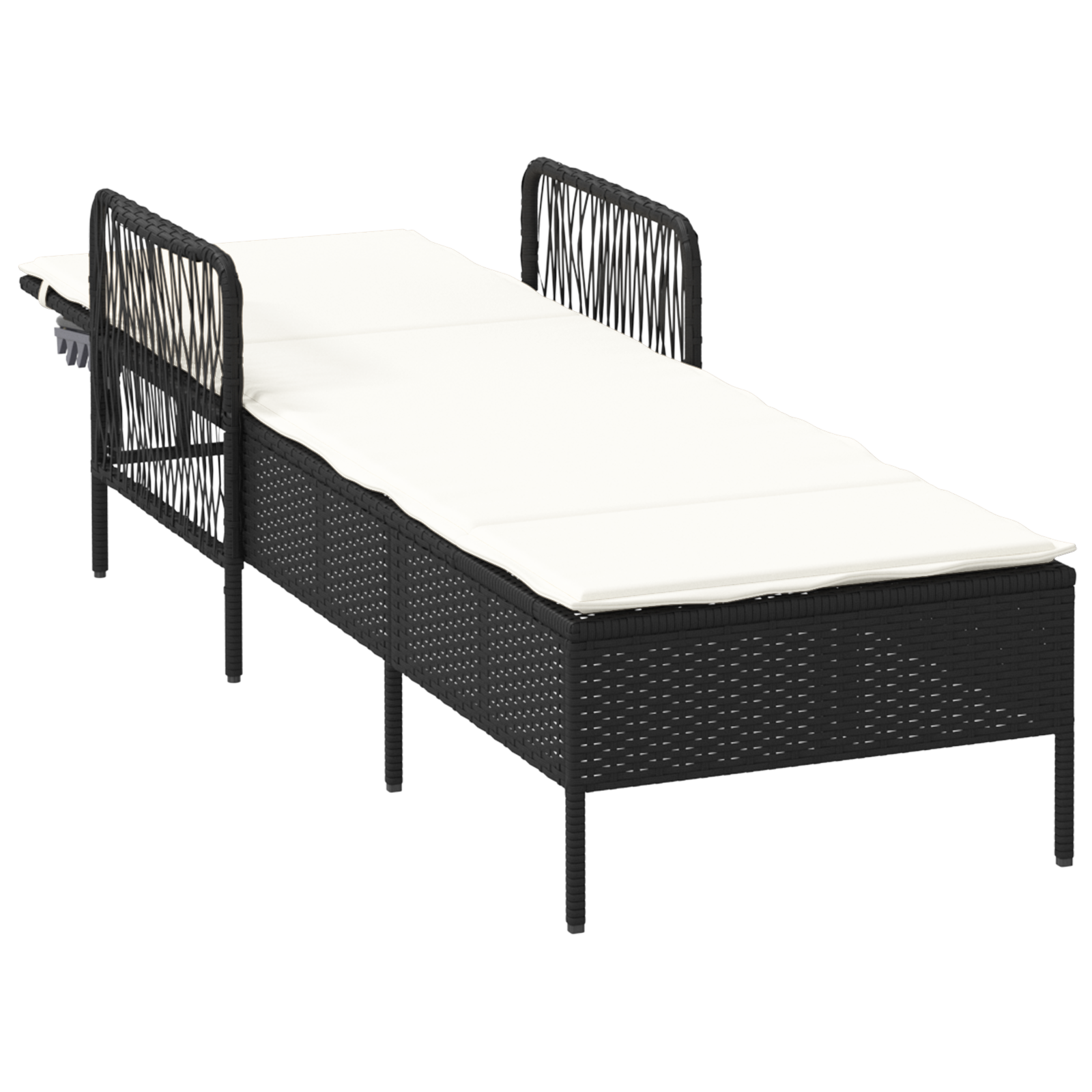 Sonnenliege Schwarz und Creme PE-Rattan 157 x 55 x 92 cm - Gartenmöbel - Your Garden Eden
