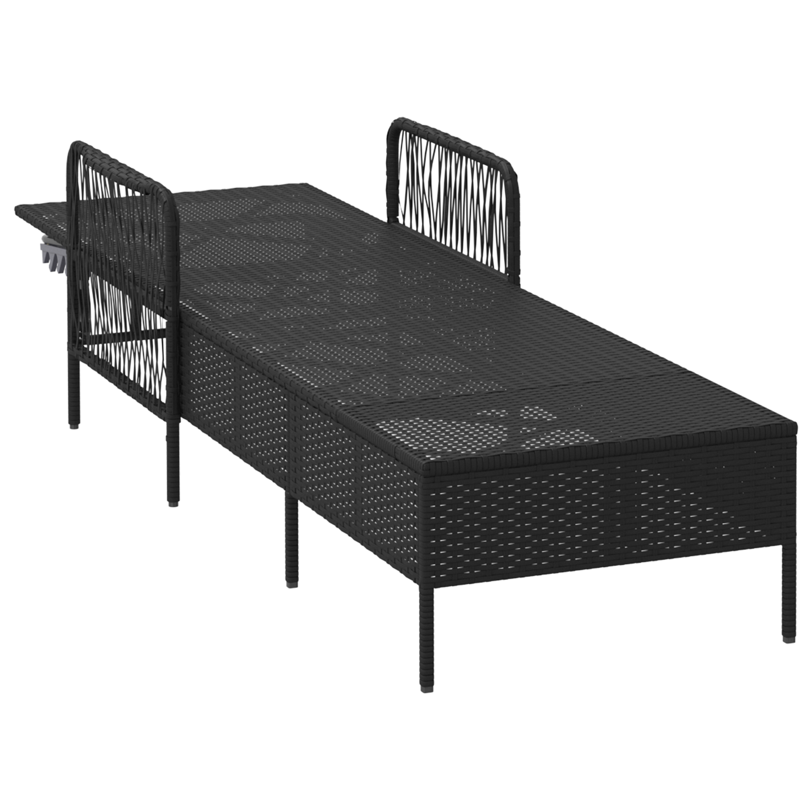 Sonnenliege Schwarz und Creme PE-Rattan 157 x 55 x 92 cm - Gartenmöbel - Your Garden Eden