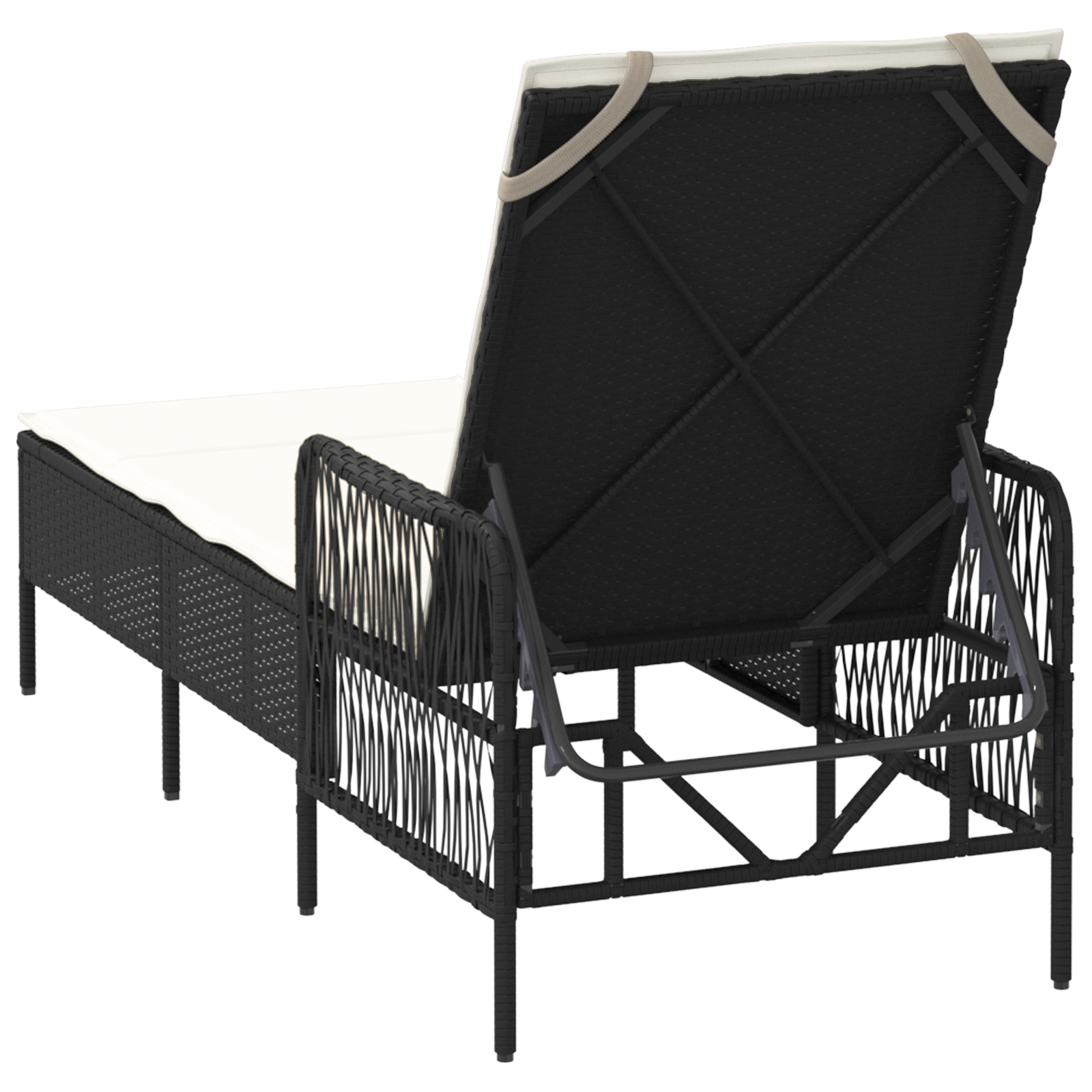Sonnenliege Schwarz und Creme PE-Rattan 157 x 55 x 92 cm - Gartenmöbel - Your Garden Eden