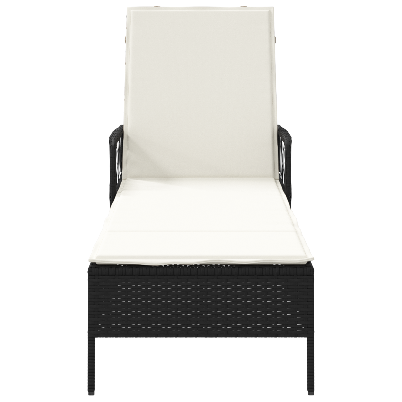 Sonnenliege Schwarz und Creme PE-Rattan 157 x 55 x 92 cm - Gartenmöbel - Your Garden Eden