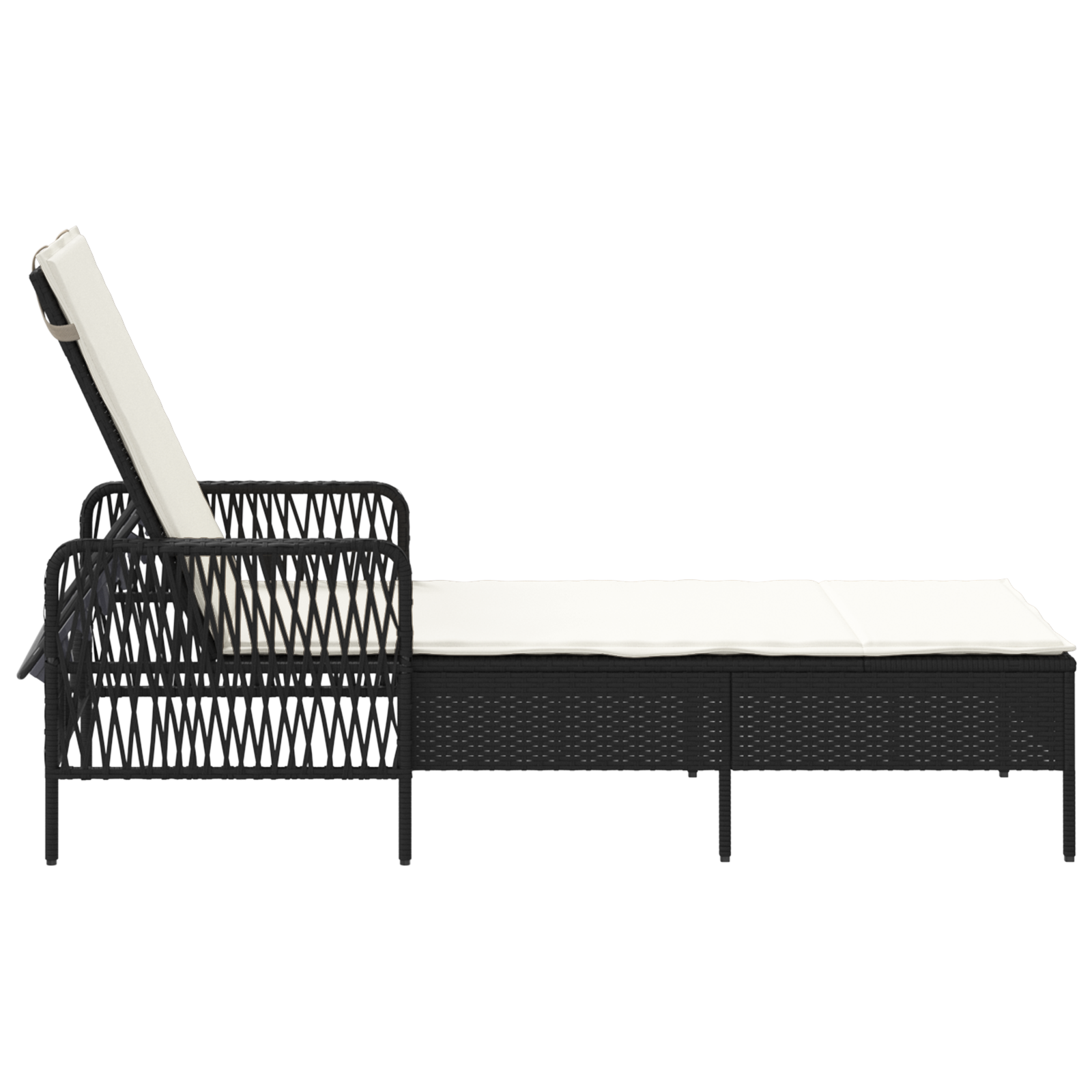Sonnenliege Schwarz und Creme PE-Rattan 157 x 55 x 92 cm - Gartenmöbel - Your Garden Eden