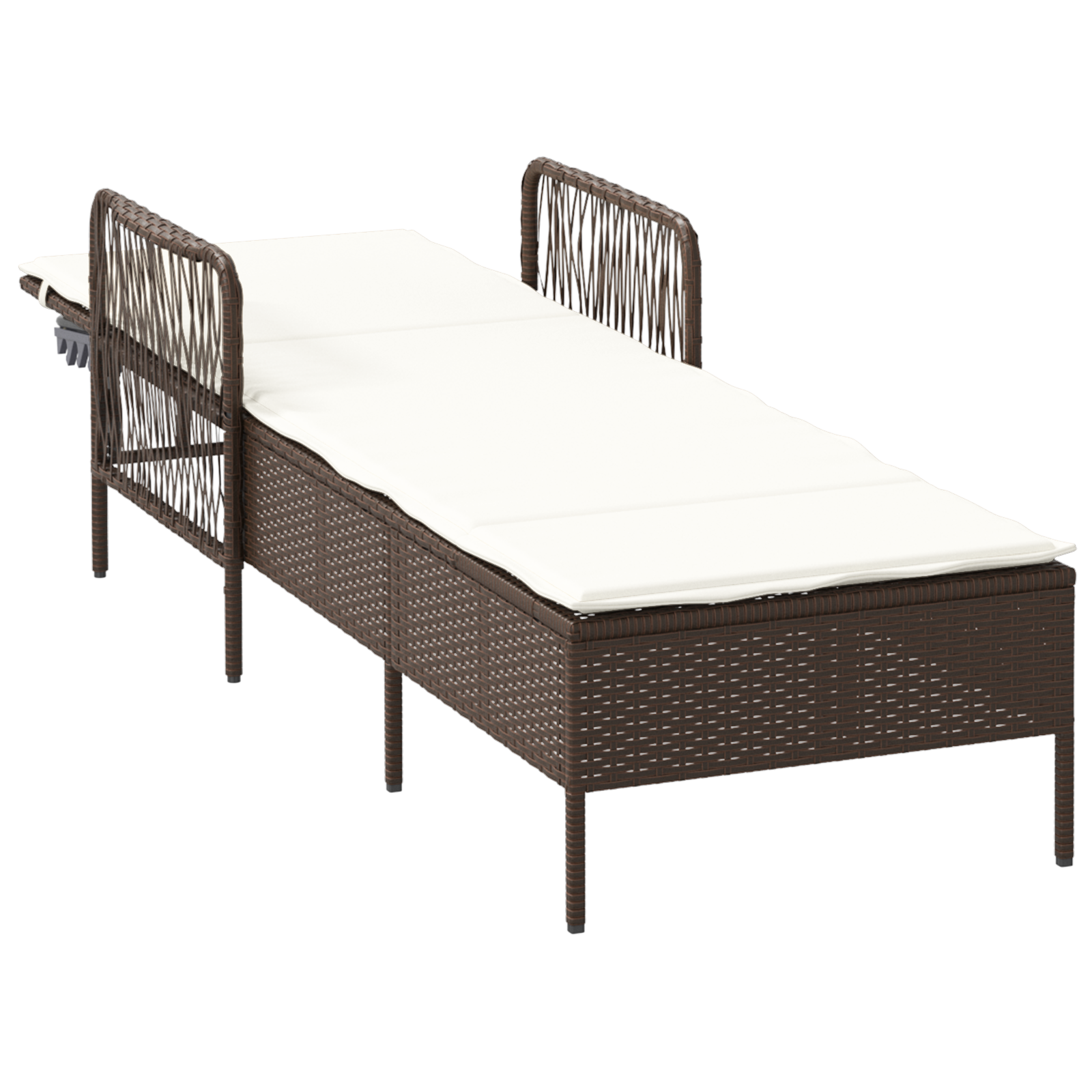 Sonnenliege Braun und creme weiß PE Rattan 157 x 55 x 92 cm - Gartenmöbel - Your Garden Eden