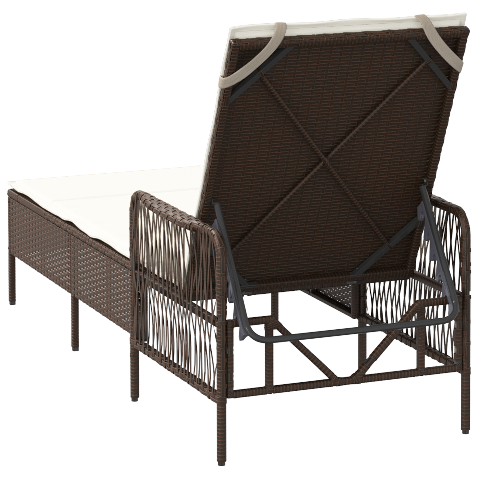 Sonnenliege Braun und creme weiß PE Rattan 157 x 55 x 92 cm - Gartenmöbel - Your Garden Eden