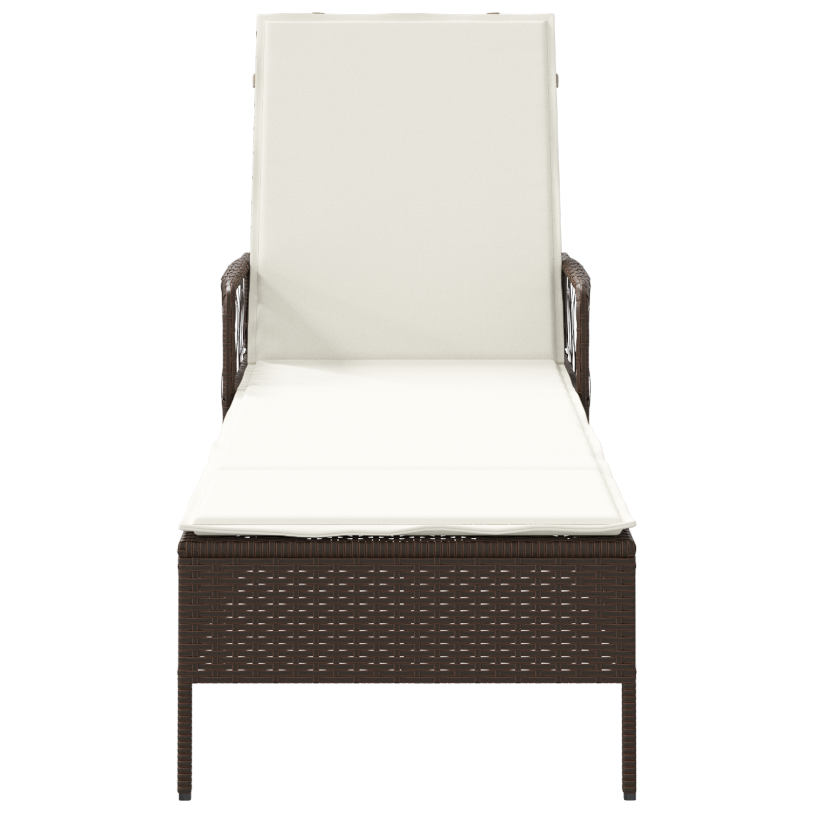 Sonnenliege Braun und creme weiß PE Rattan 157 x 55 x 92 cm - Gartenmöbel - Your Garden Eden