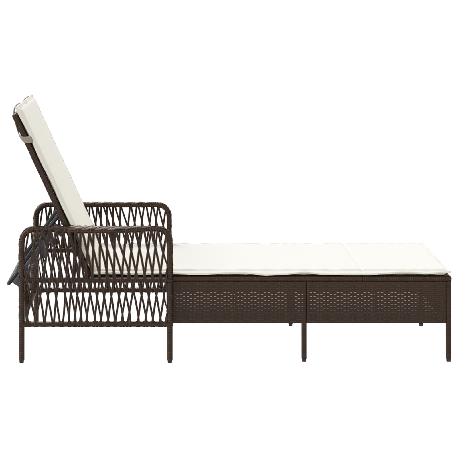 Sonnenliege Braun und creme weiß PE Rattan 157 x 55 x 92 cm - Gartenmöbel - Your Garden Eden
