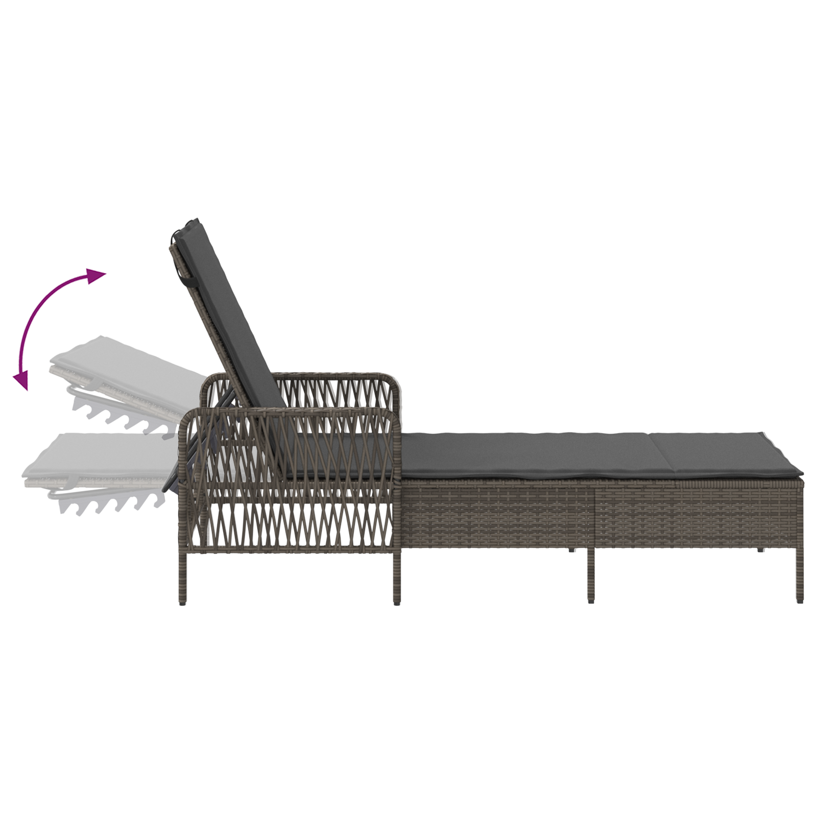 Sonnenliege Grau und Dunkelgrau PE Rattan 157 x 55 x 92 cm - Gartenmöbel - Your Garden Eden