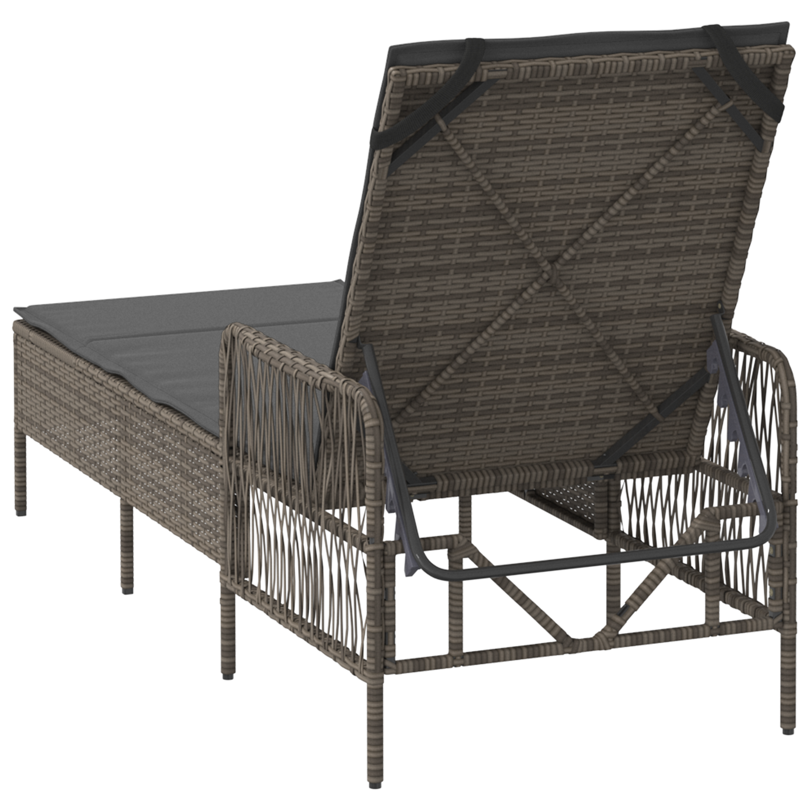 Sonnenliege Grau und Dunkelgrau PE Rattan 157 x 55 x 92 cm - Gartenmöbel - Your Garden Eden