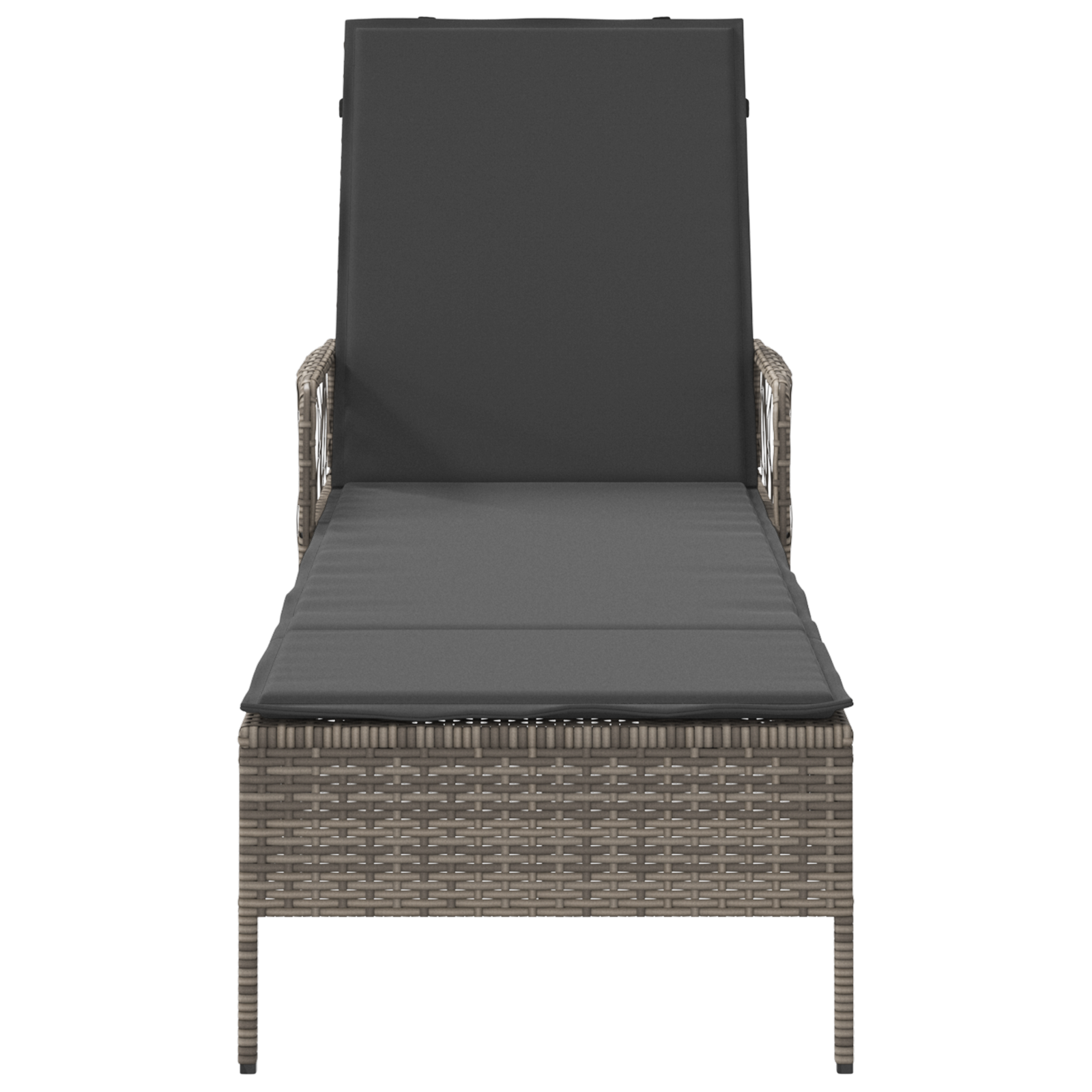 Sonnenliege Grau und Dunkelgrau PE Rattan 157 x 55 x 92 cm - Gartenmöbel - Your Garden Eden